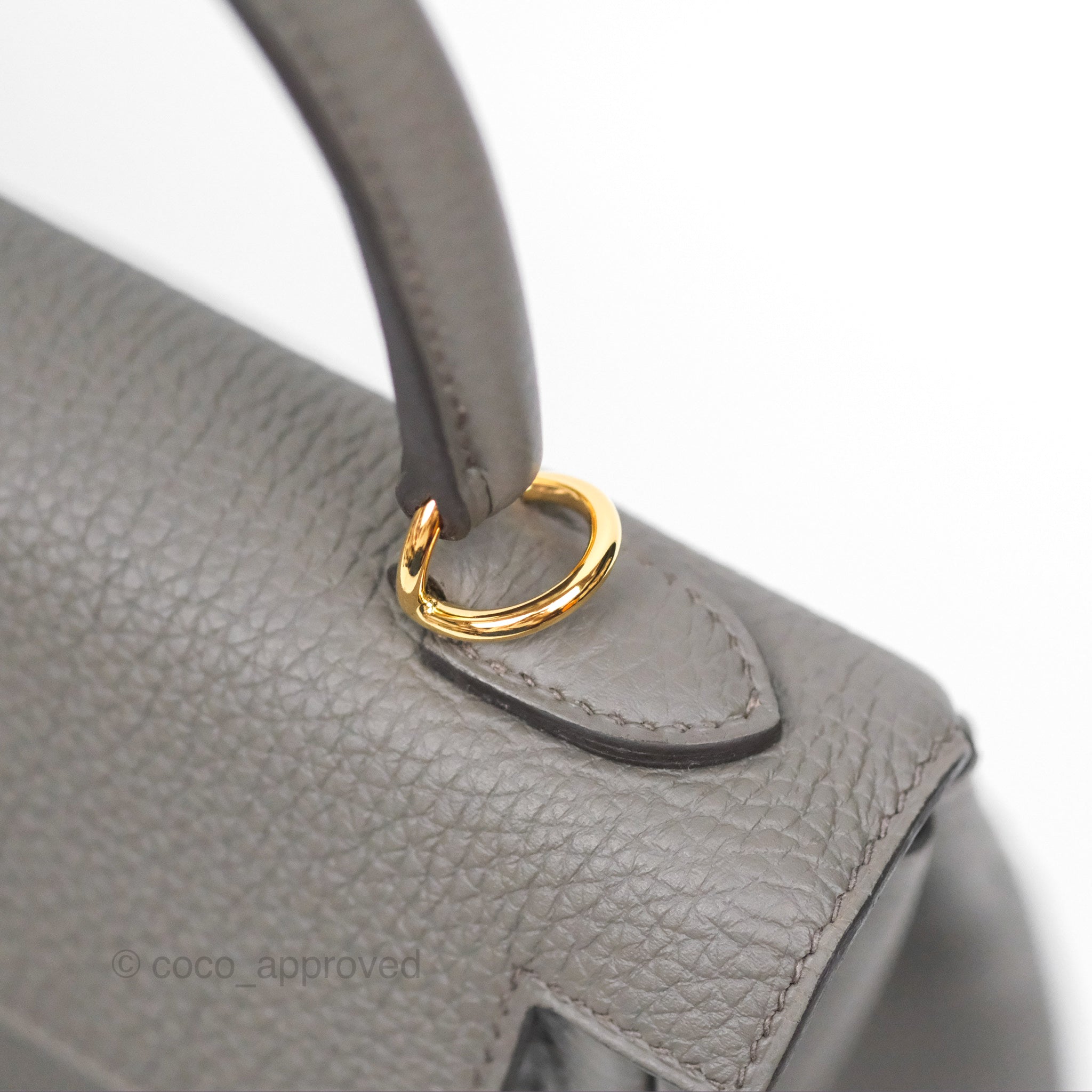 Authentic Hermès Kelly 25 Retourne Bag in Gris Etain (8F) Togo Leather with Gold Hardware - Luxury Handbag for Women | Perfect for Work, Travel & Special Occasions