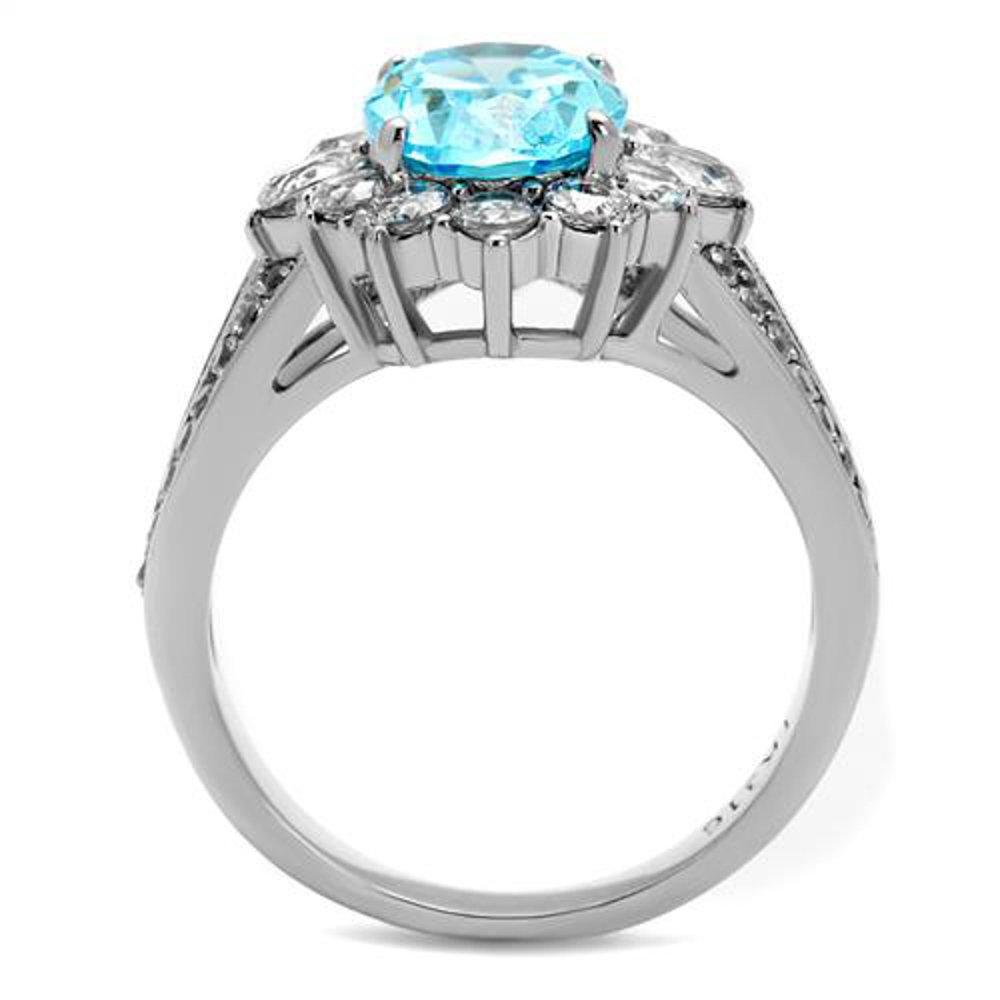 Marimor 3.58ct Sea Blue CZ Halo Engagement Ring for Women - Perfect for Proposals & Anniversaries