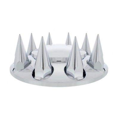 United Pacific 10307 Chrome Dome Axle Cover Kit - 33mm Spike Nut Cover with Installation Tool for Semi Trucks & Trailers - Heavy Duty Wheel Hub Protection for Road Safety & Custom Styling