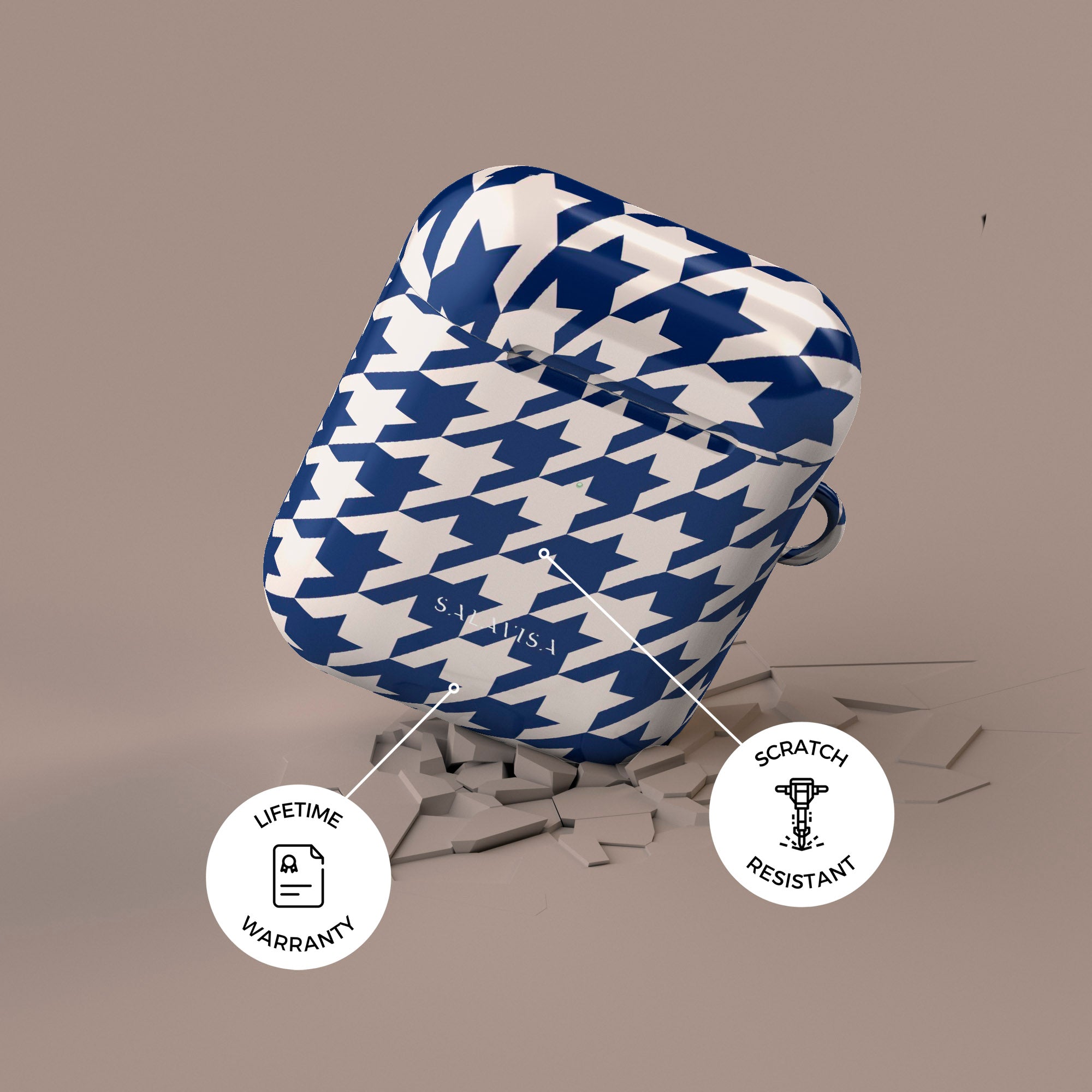 Blue Houndstooth Pattern AirPods Pro Case - Stylish Protective Cover for Apple AirPods 1/2/3 Gen - Perfect for Work, Travel & Daily Use