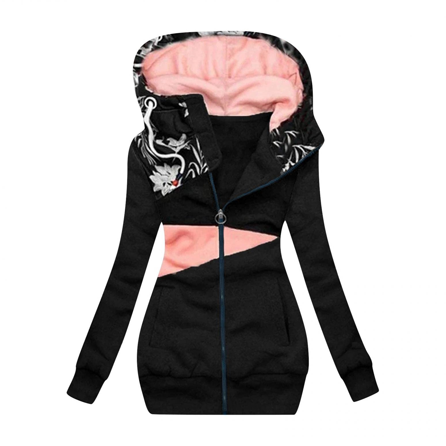 Women's Winter Hooded Sweatshirt - Long Sleeve Zipper Jacket with Pockets, Turtleneck Pullover for Casual Wear | Perfect for Outdoor Activities, Daily Commute & Cold Weather Fashion