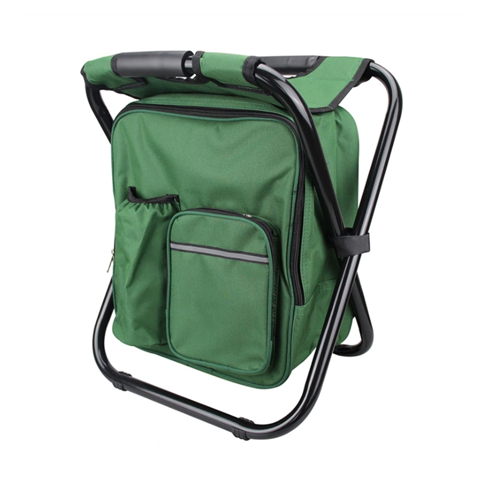 **AISHANBAIHUODIAN Portable Folding Camping Chair - Lightweight Outdoor Fishing Stool with Insulated Cooler Bag - Perfect for Picnics, Hiking, Beach & Backpacking (Green)**