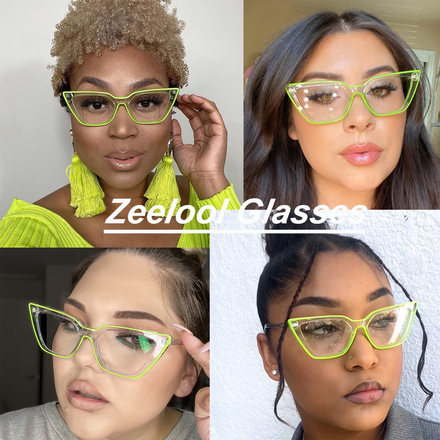 Zeelool Stylish Acetate Oversized Cat Eye Blue Light Blocking Glasses for Women - 100% UV400 Protection Computer Glasses (Yosef WA609979) - Perfect for Office Work, Screen Time & Digital Eye Strain Relief