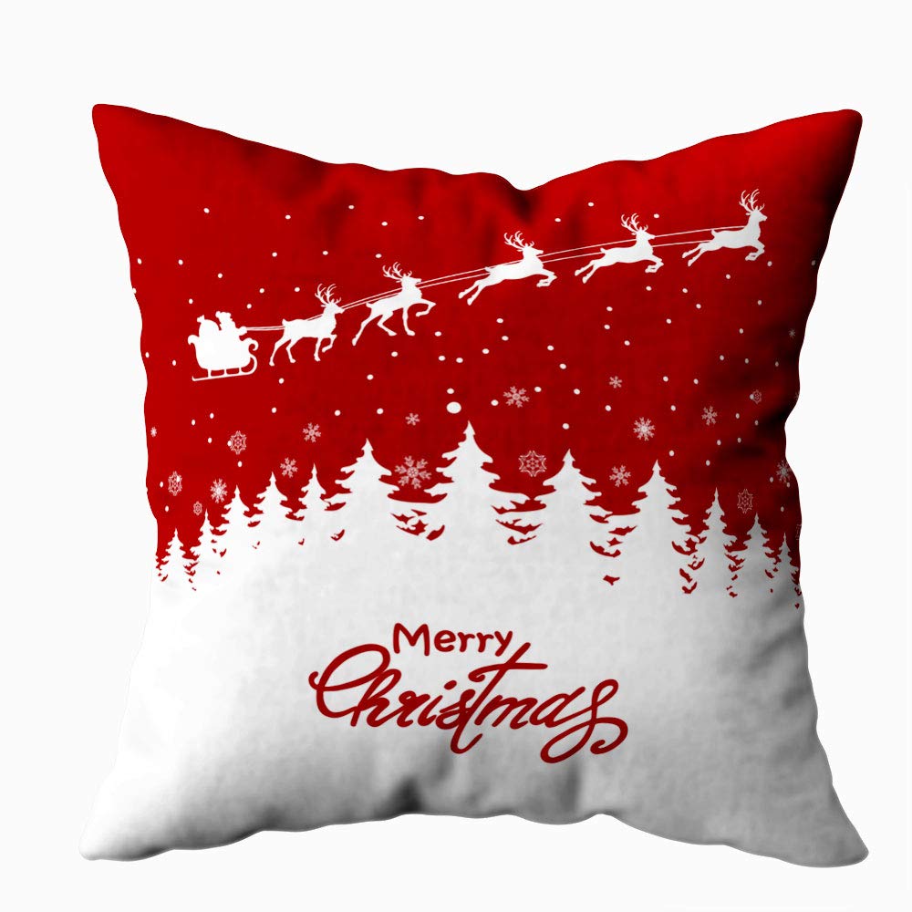 18x18 Inch Christmas Deer Snowflake Pillow Cover Set of 4 - Holiday Decorative Throw Pillow Cases for Sofa, Bedroom, Car & Home Decor - Perfect Christmas Gift Idea
