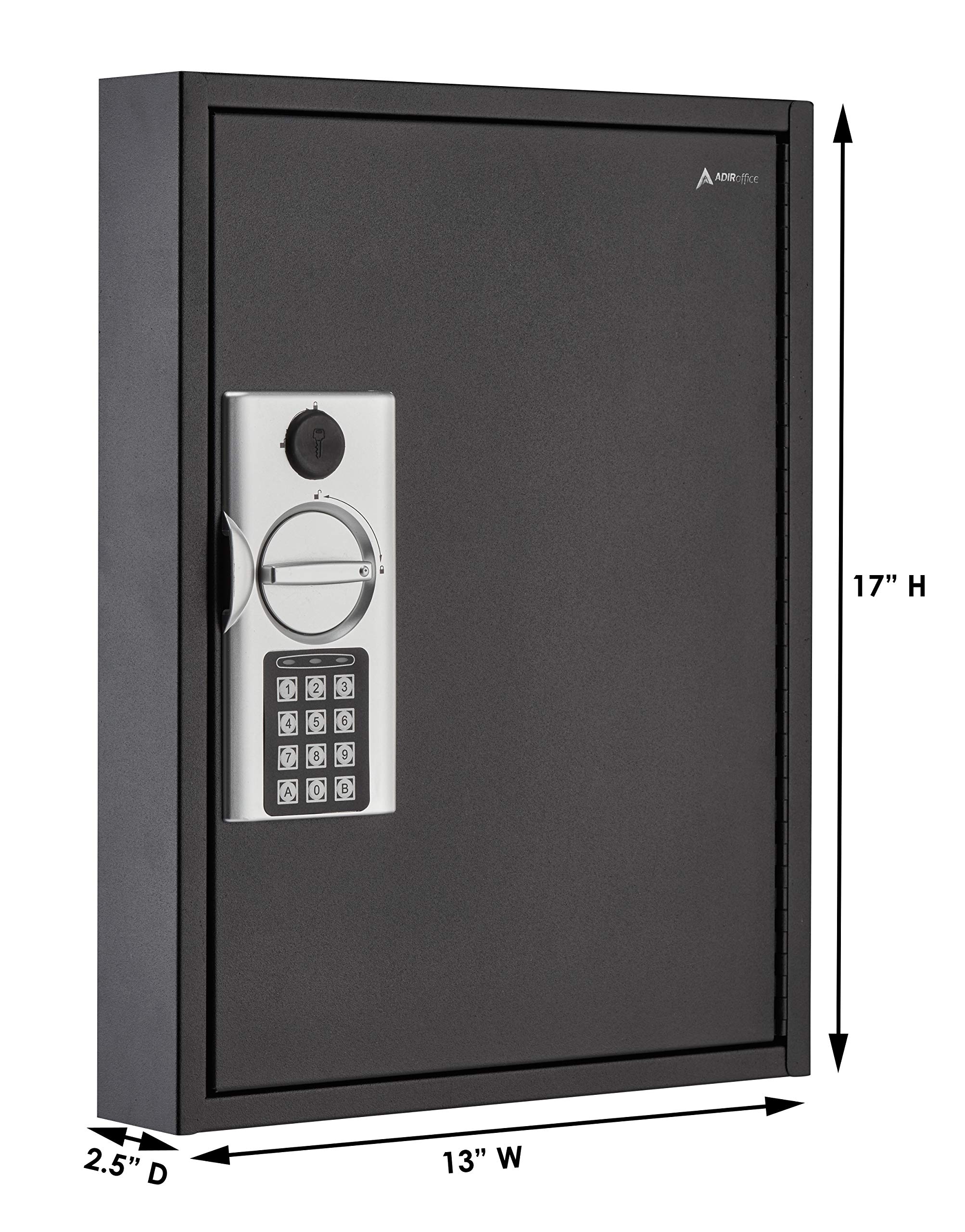 AdirOffice 60-Key Wall Mount Key Holder with Digital Lock - Secure Key Storage Box for Valet Parking, Car Dealers & Home Use - Space-Saving Key Cabinet with Programmable Code