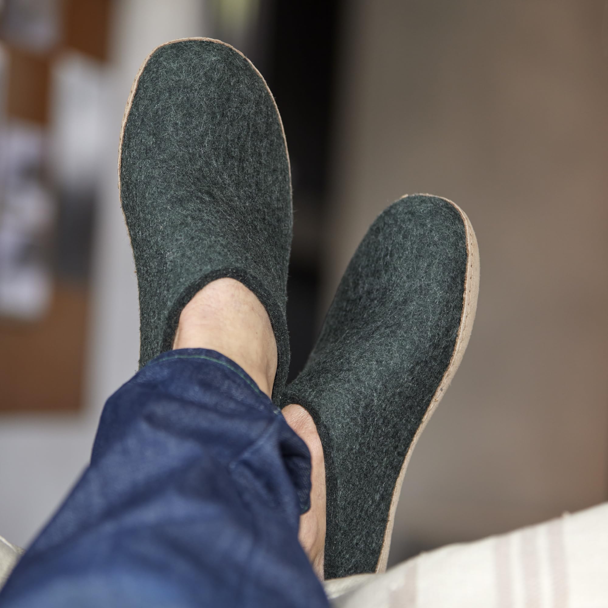 Glerups Unisex B-09 Wool Felt Slippers Size 46 M (US 12) - Comfortable Indoor House Shoes for Men & Women - Perfect for Home, Office, and Relaxation