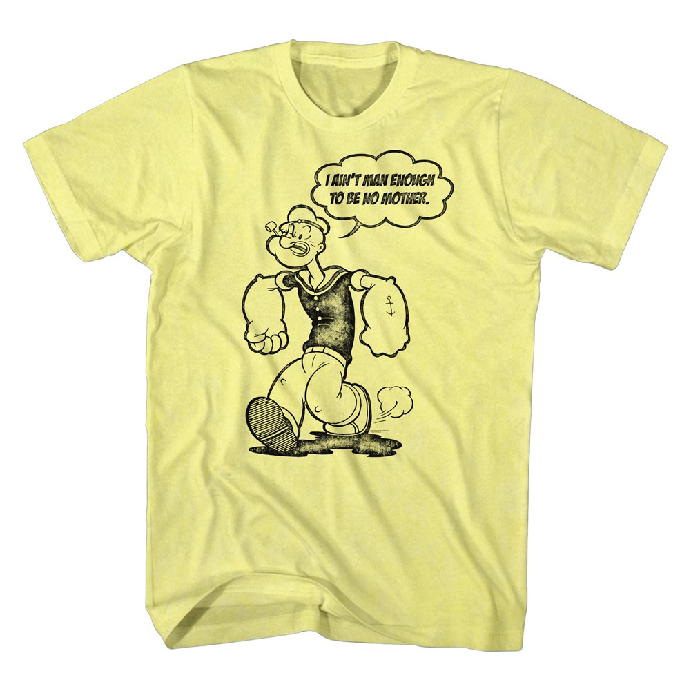 Popeye Man Enough Adult T-Shirt - Vintage Cartoon Graphic Tee for Men - Casual Wear, Cosplay & Comic Fan Gift
