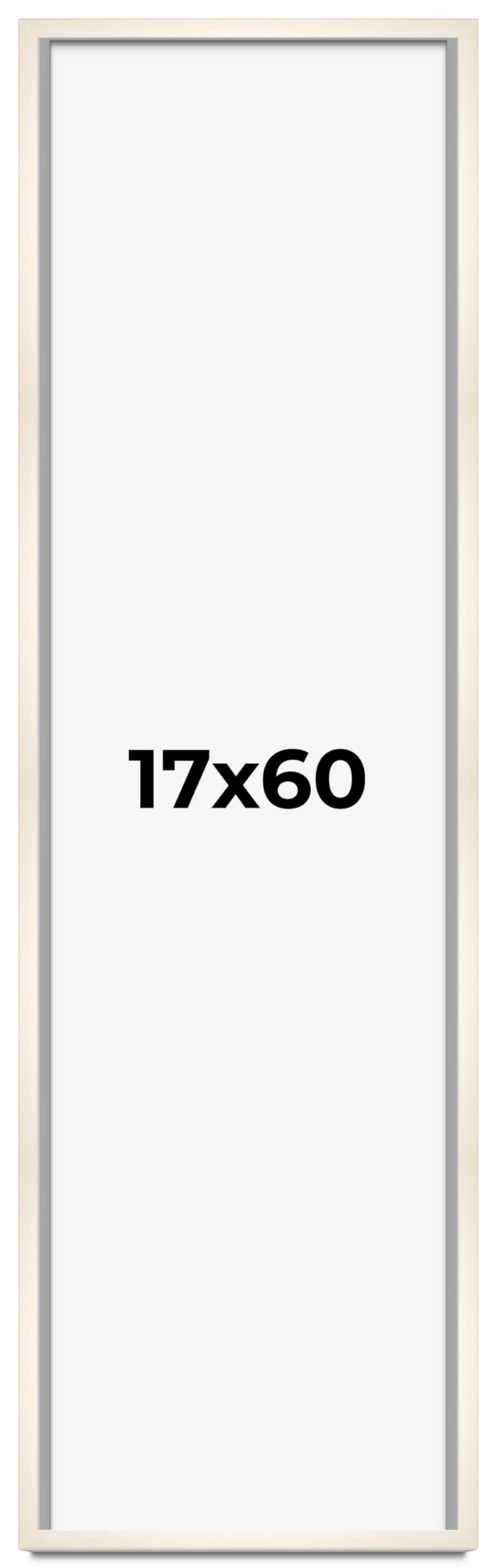 CountryArtHouse 17x60 Whitewashed Solid Wood Picture Frame - 0.8125 Inch Moulding Width with UV Acrylic Plexiglass, Acid-Free Foam Board Backing & Hanging Hardware - Perfect for Gallery Walls, Living Room Decor & Large Family Photos