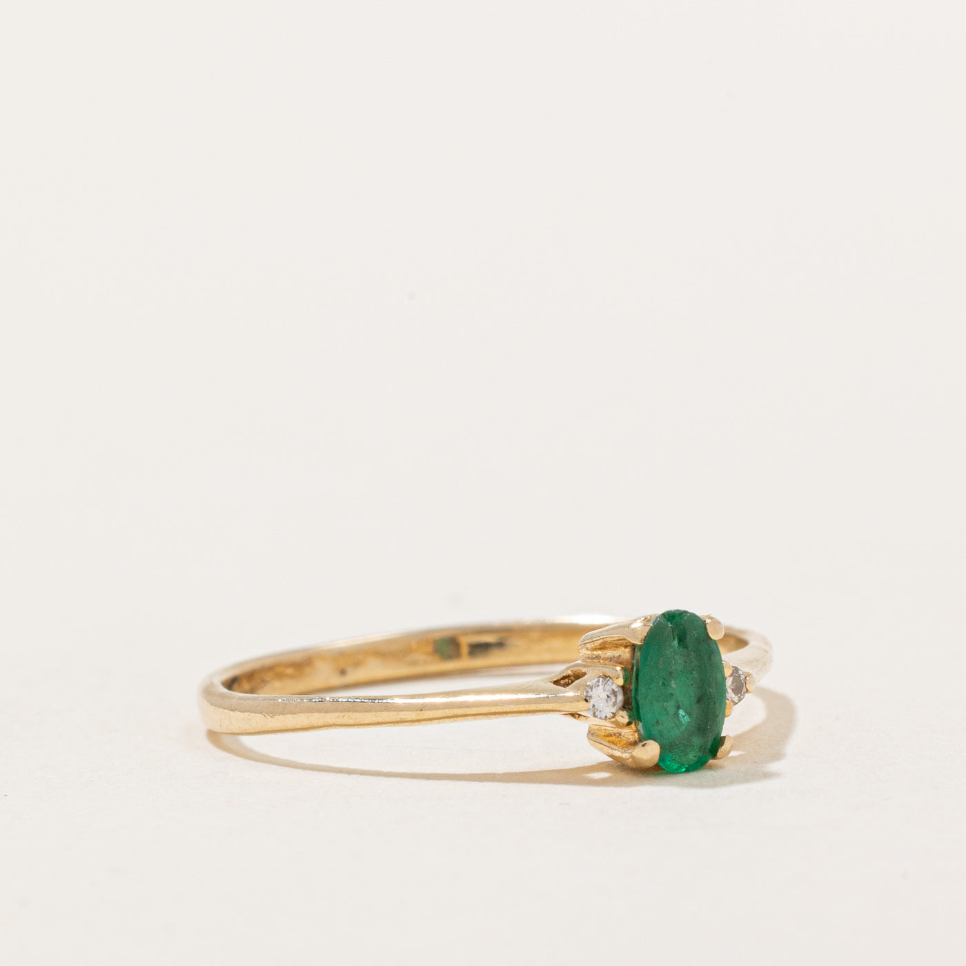Emerald & Diamond Ring - 0.14ct Emerald with 0.01ctw Diamond Accents - Size 6 - Elegant Birthstone Jewelry for Women - Perfect for Anniversary, Engagement & Special Occasions