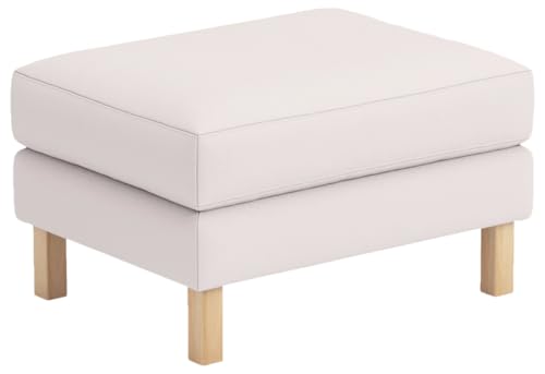 Flax Polyester Light Beige Ottoman