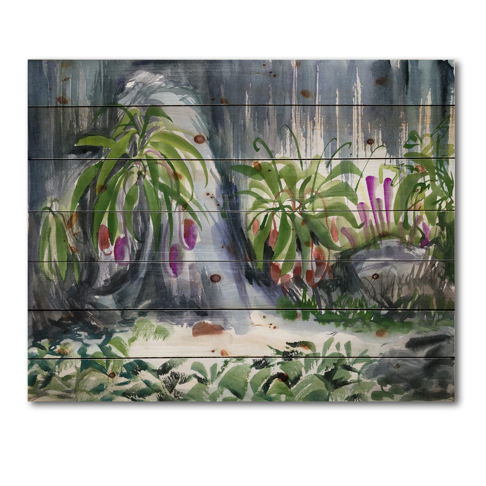 DesignQ Tropical Plants Oasis Farmhouse Wood Wall Decor - Large Floral Wood Wall Art Panels Printed on Natural Pine - Perfect for Living Room, Bedroom & Office Decor