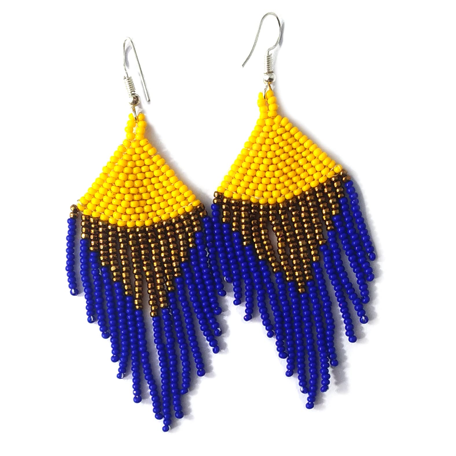 Boho Native Handmade Seed Bead Tassel Earrings for Women – Long Beaded Dangle Drop Fringe Statement Earrings | Bohemian Jewelry for Parties, Weddings & Festivals (craftscorner-Eva22)