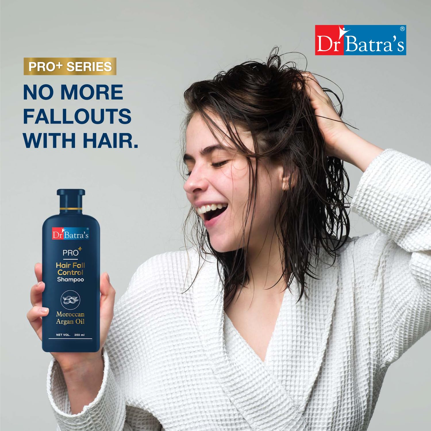 Dr Batra's PRO+ Hair Fall Control Shampoo - Sulfate Free with Moroccan Argan Oil for Men & Women | Strengthens Hair & Reduces Breakage | Perfect for Daily Use & Damaged Hair Care (1 Pack)