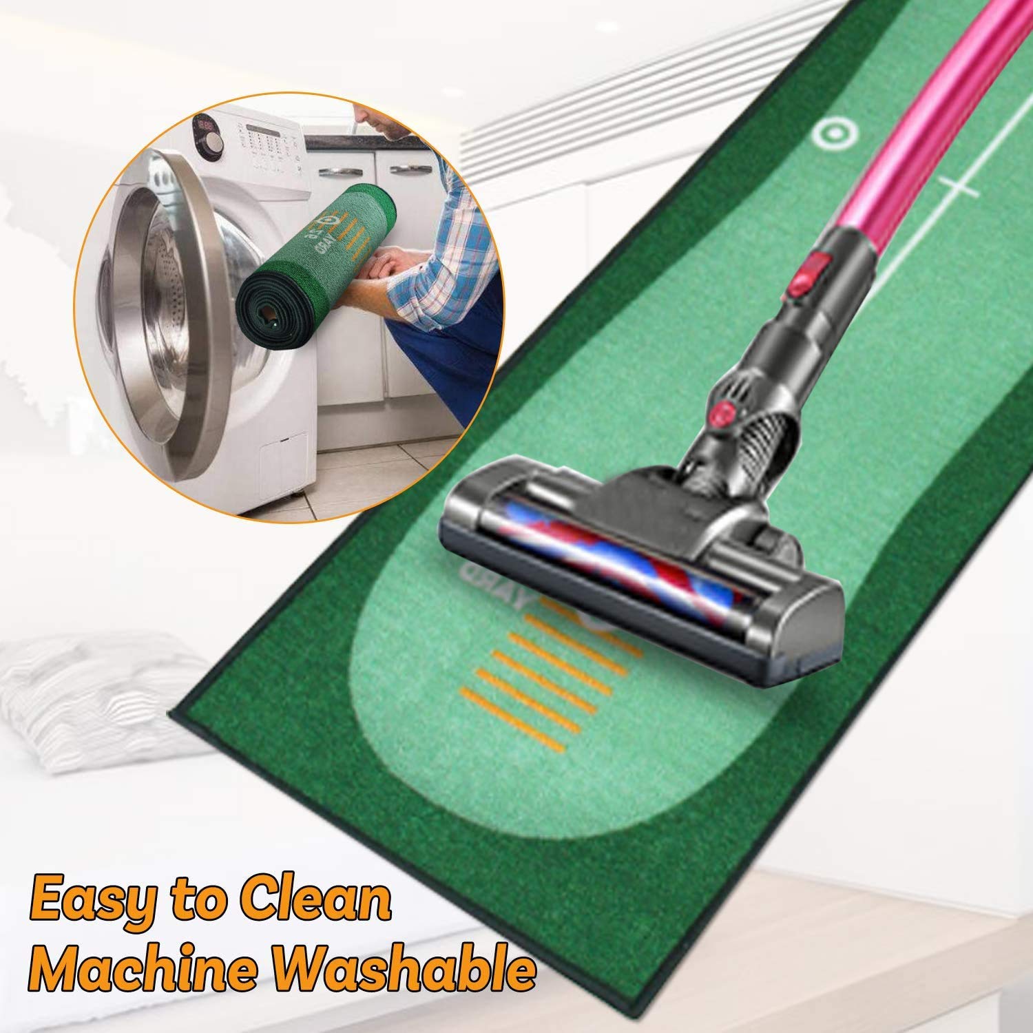 Premium Golf Putting Mat for Indoor & Outdoor Use - Anti-Slip, Odorless Training Green with Challenging Putter - Perfect for Home Office, Man Cave or Backyard Practice