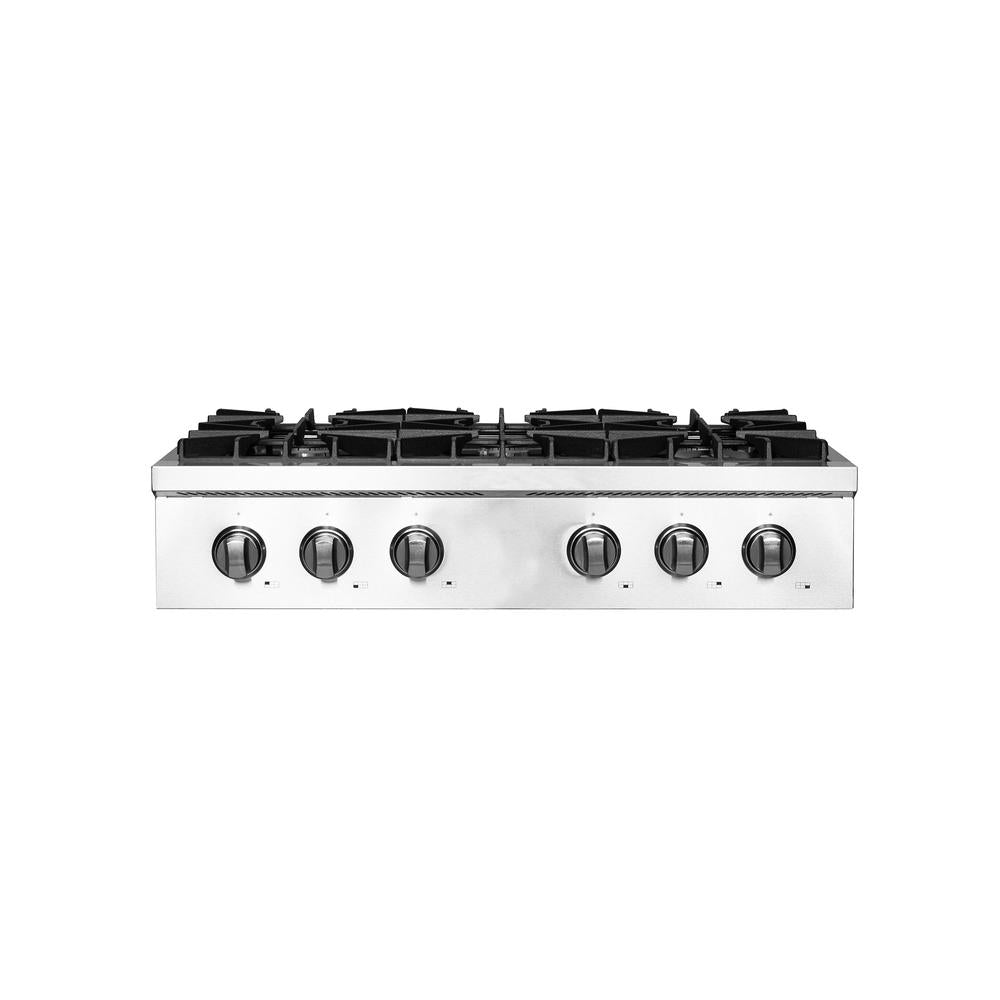 Forno Lseo 36 Inch 6 Burner Stainless Steel Gas Rangetop with Griddle (Model FCTGS5737 36) - Perfect for Home Kitchens, Restaurants & Outdoor Cooking