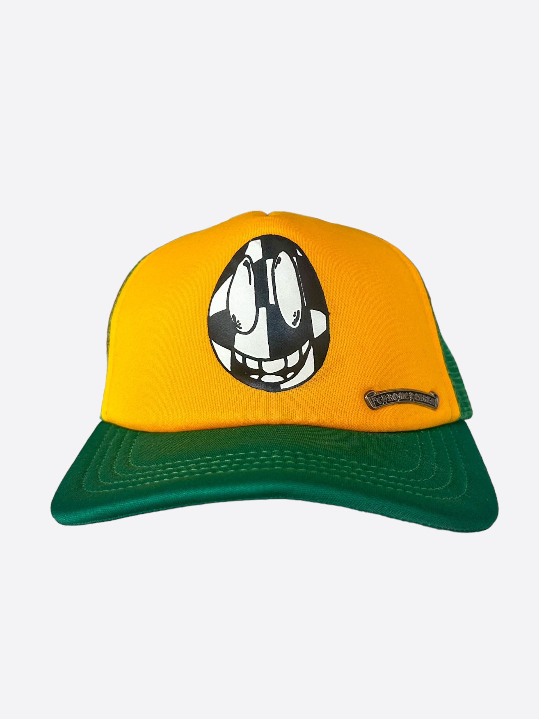 Chrome Hearts Matty Boy Green & Yellow Smiley Trucker Hat - Stylish Unisex Baseball Cap for Streetwear & Hip Hop Fashion