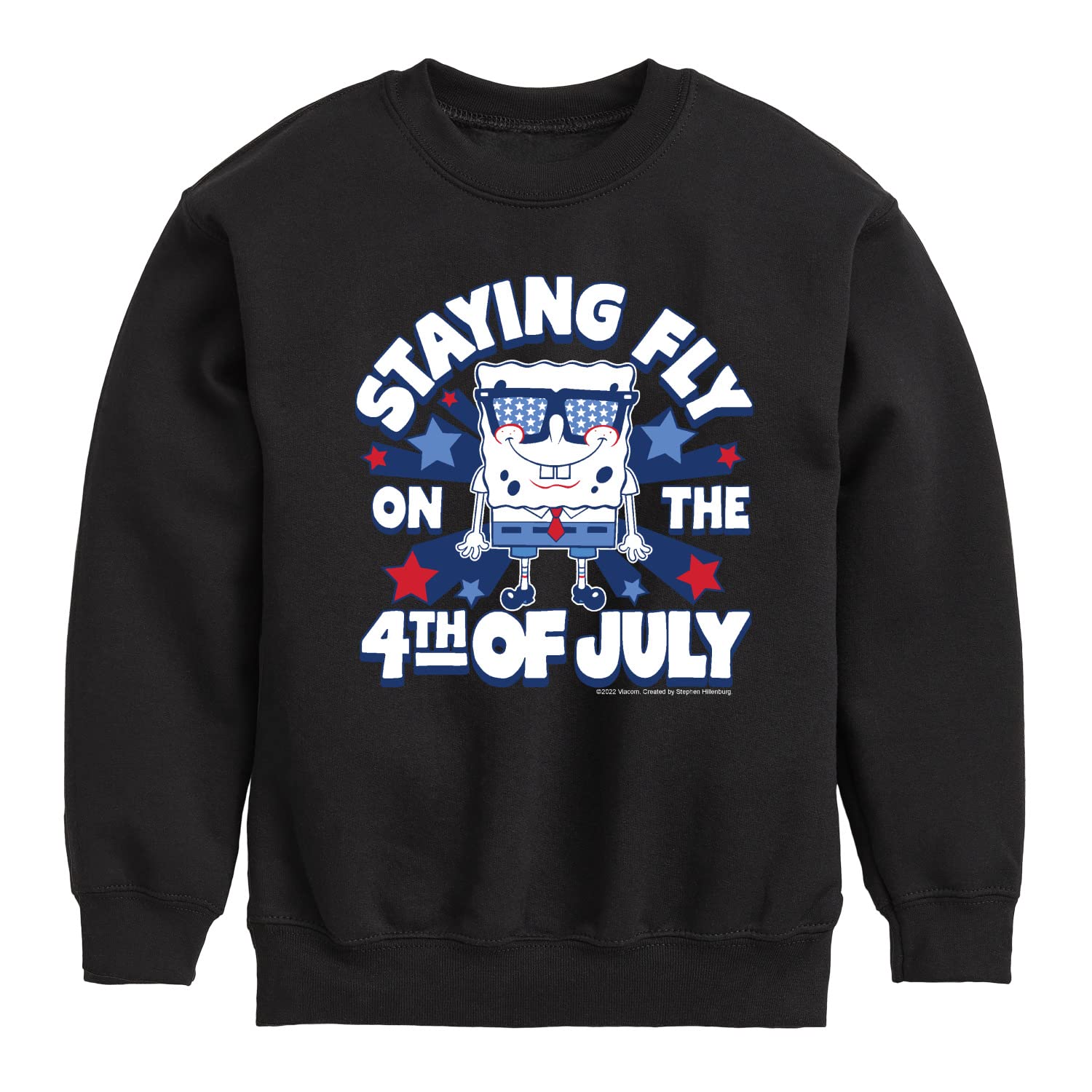 HYBRID APPAREL Spongebob Squarepants 4th of July Fleece Sweatshirt for Toddler & Youth - Soft Crewneck Pullover for Kids Holiday Outfits & Casual Wear
