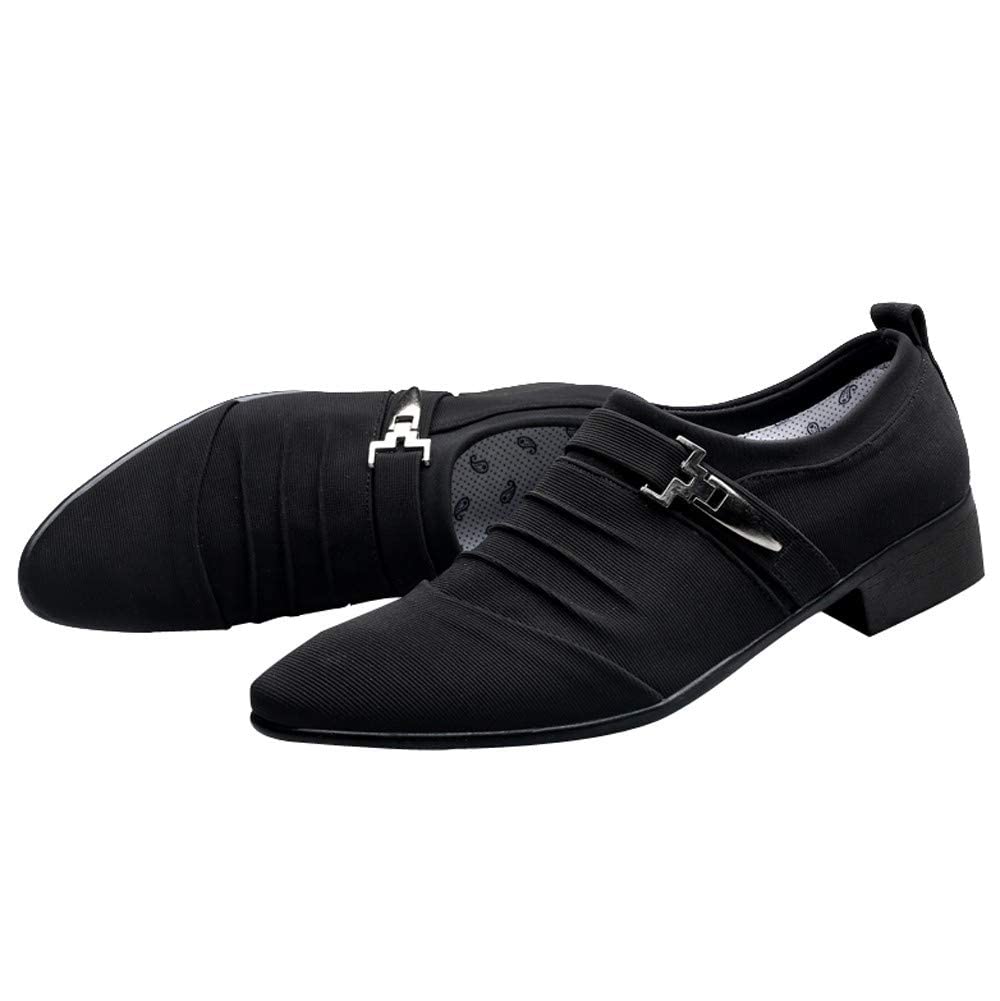 BORAMAX Men's Oxford Dress Shoes - PU Leather Business Formal Shoes for Wedding, Work & Casual Wear - Pointed Toe Classic Office Shoes for Suits & Professional Attire