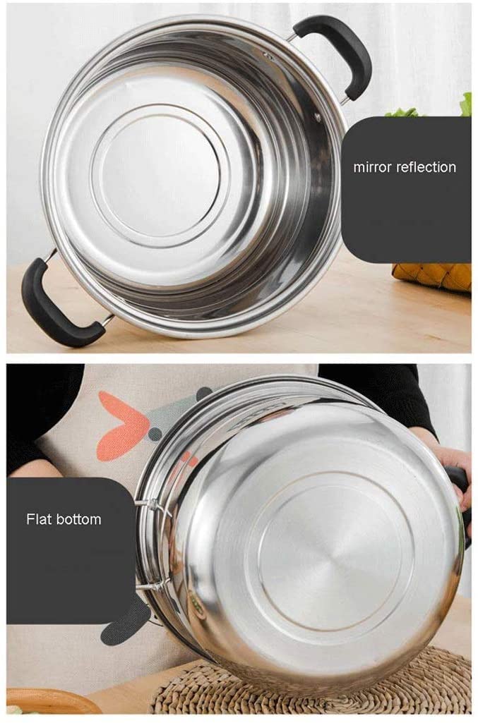 Large Commercial Stainless Steel Steamer - Double & 4-Layer Soup Pot for Gas & Induction Stoves (30cm) - Perfect for Restaurants, Catering & Home Cooking