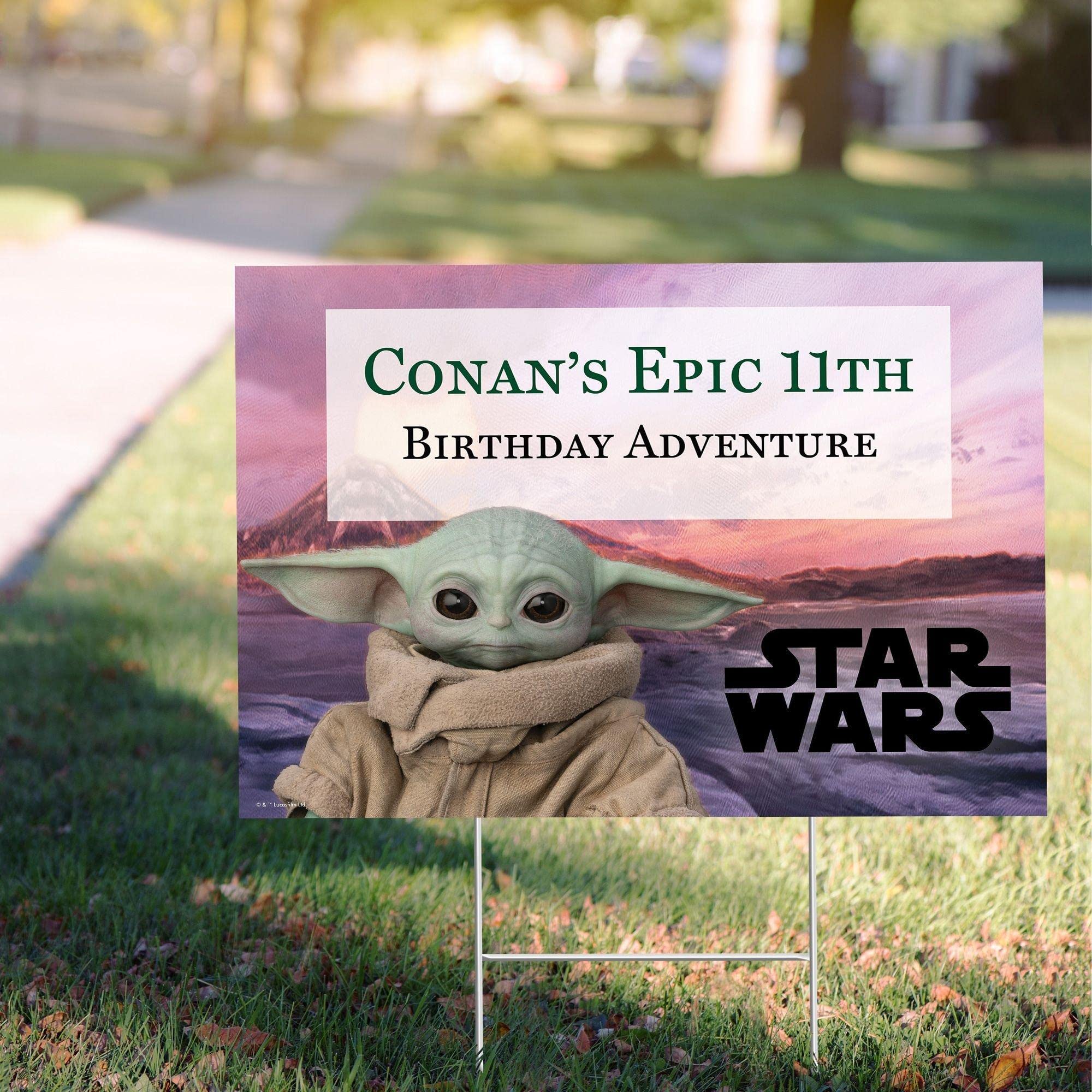 Custom The Child Mandalorian Yard Sign - Personalized Star Wars Party Decorations with Stakes (22” x 15”) - Perfect for Baby Showers, Birthday Parties & Outdoor Themed Events