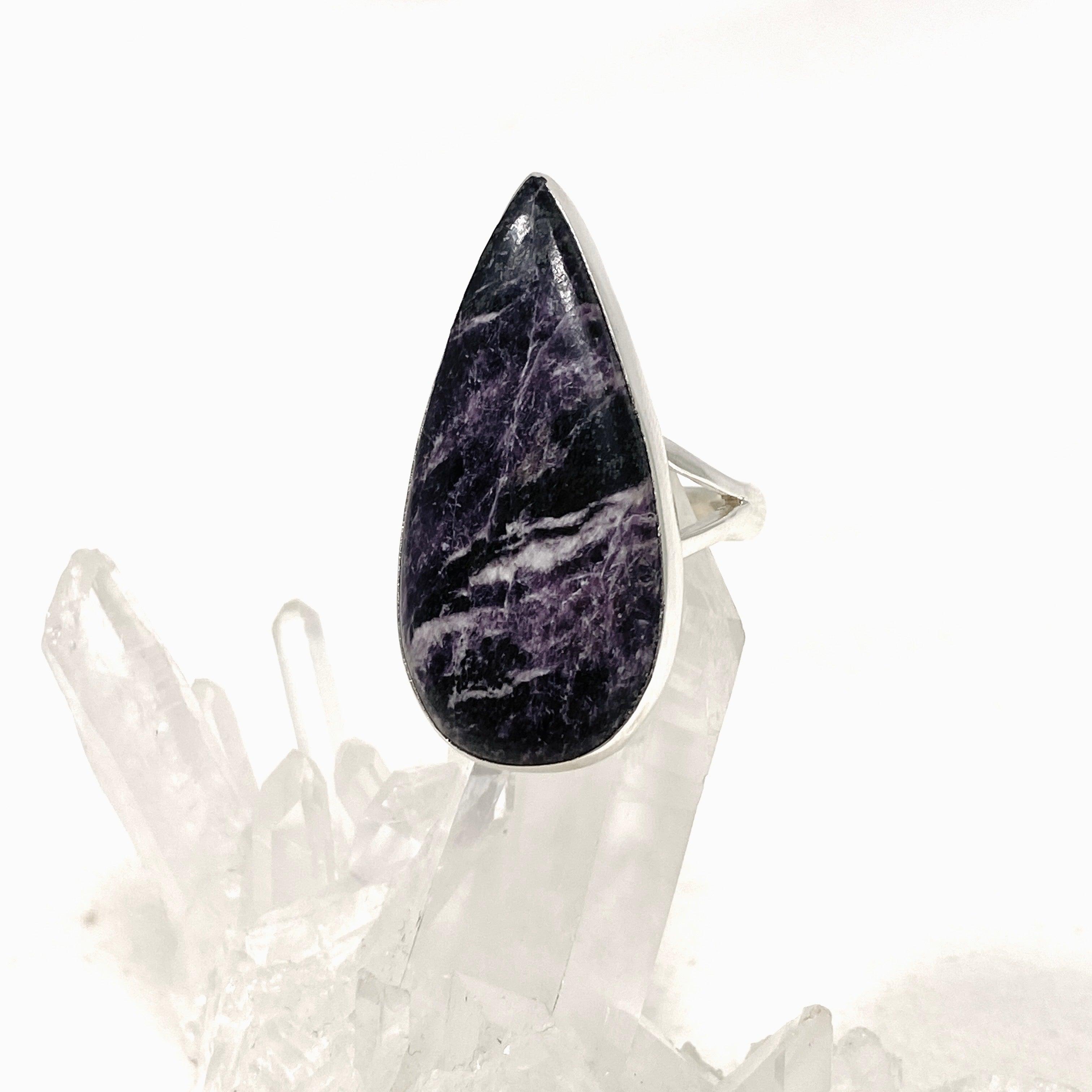 Kammererite Teardrop Split Band Ring for Women - Size 9 KRGJ3143 | Elegant Purple Stone Jewelry for Parties, Weddings & Special Occasions