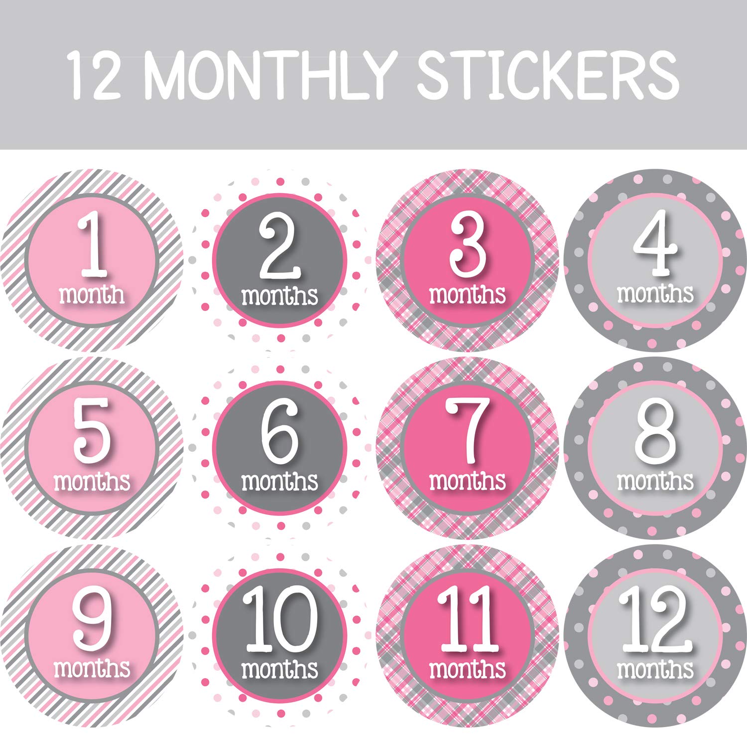 Baby Girl Monthly Milestone Stickers - Adhesive Photo Props for Newborn Growth Tracking - Perfect for Baby's First Year, Monthly Photos, Scrapbooking & Nursery Decor