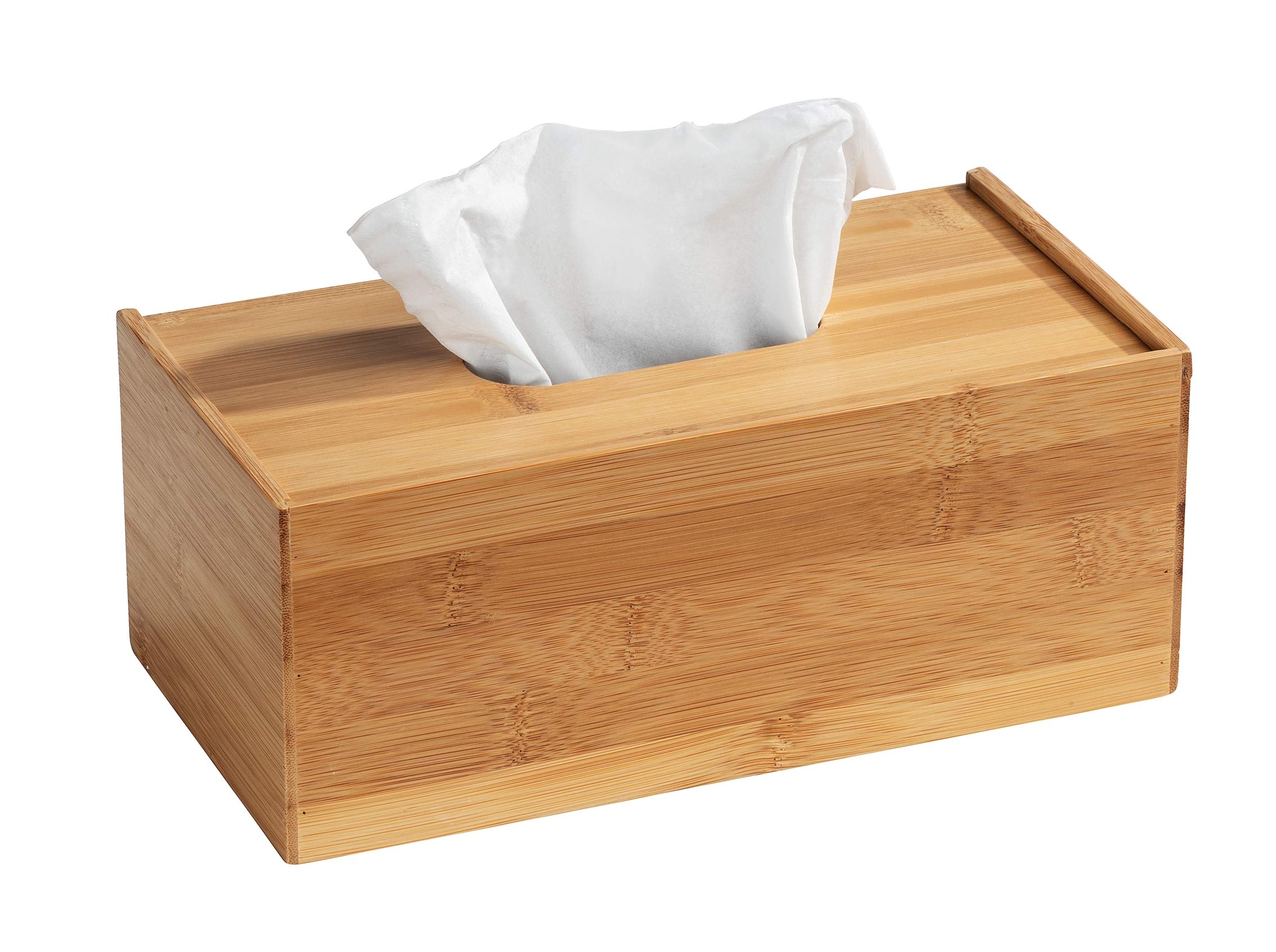 Wenko Terra Bamboo Organizer Box with 3 Compartments - Natural Bathroom Storage Basket with Lid for Makeup, Jewelry & Small Items | Eco-Friendly Home Organization