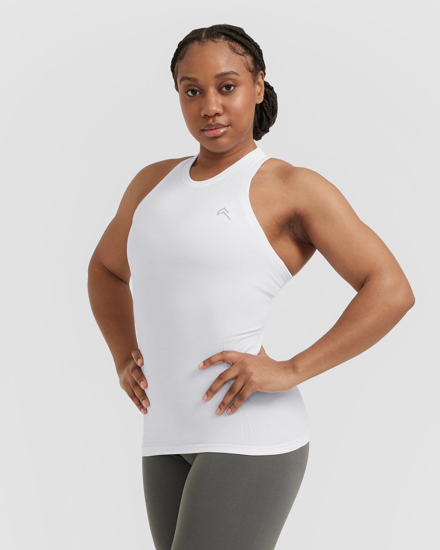 Seamless High Neck Fitted Vest for Women - Comfortable Stretch Workout Top | White | Perfect for Yoga, Gym & Casual Wear
