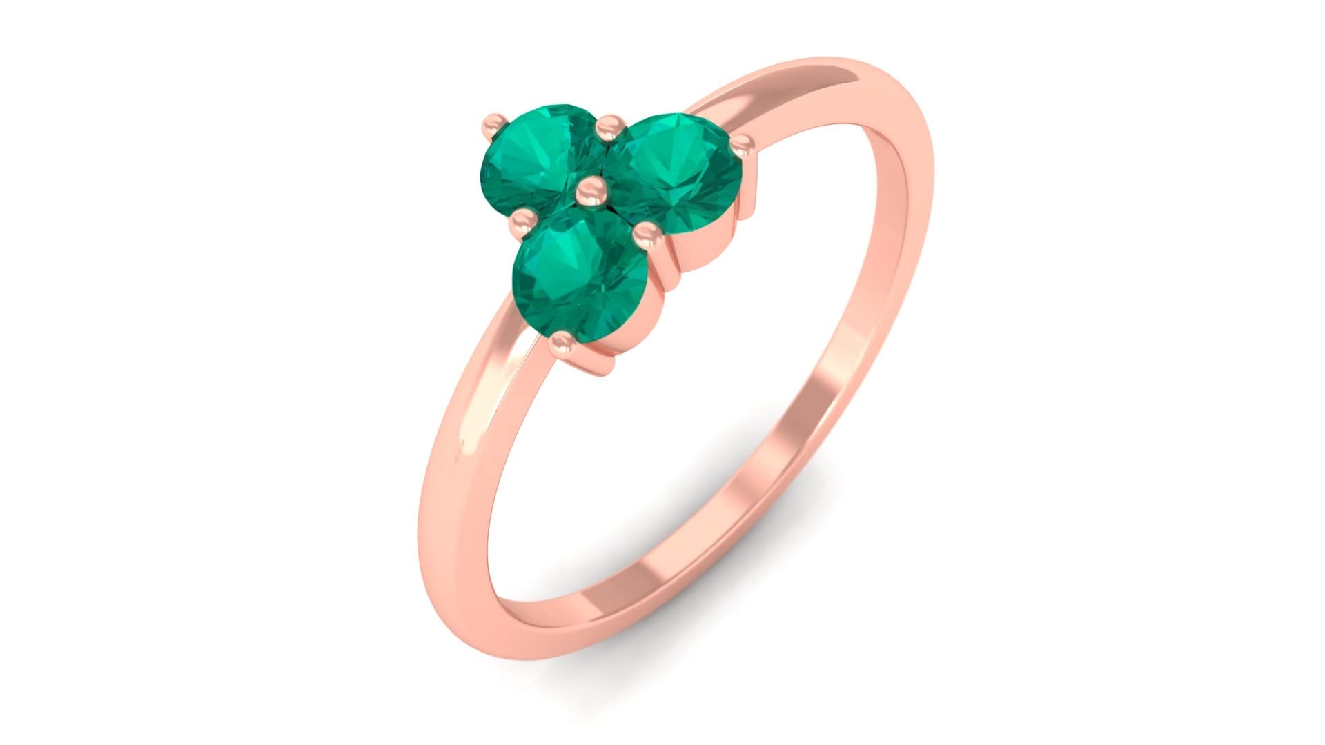 1/4 CT Genuine Emerald Three Stone Ring for Women - May Birthstone Promise Ring in 14K Solid Gold | Anniversary, Engagement & Everyday Elegance