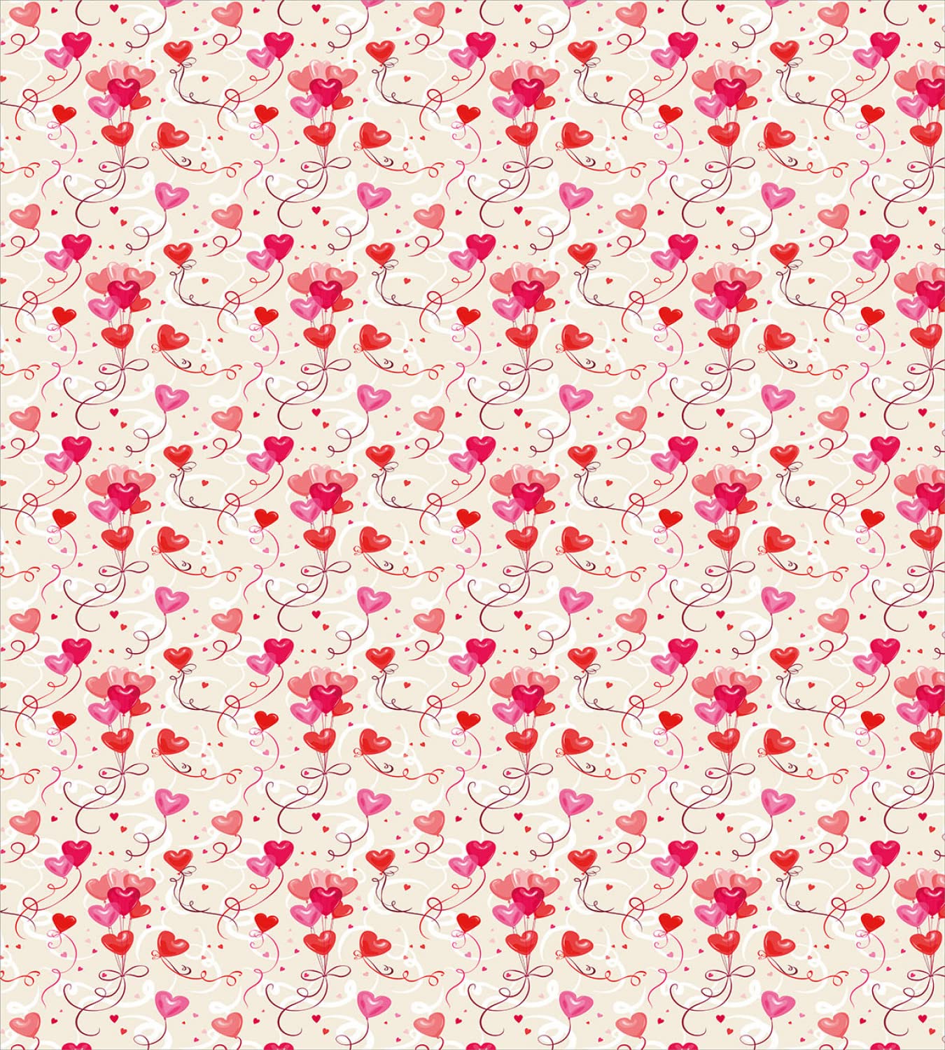 Ambesonne Valentine's Day Duvet Cover Set - Romantic Heart Balloons & Mini Hearts Print, 2-Piece Twin Size Bedding Set with 2 Duvet Covers & 2 Pillowcases in Eggshell Vermilion - Perfect for Couples' Bedrooms, Anniversary Gifts & Romantic Home Decor