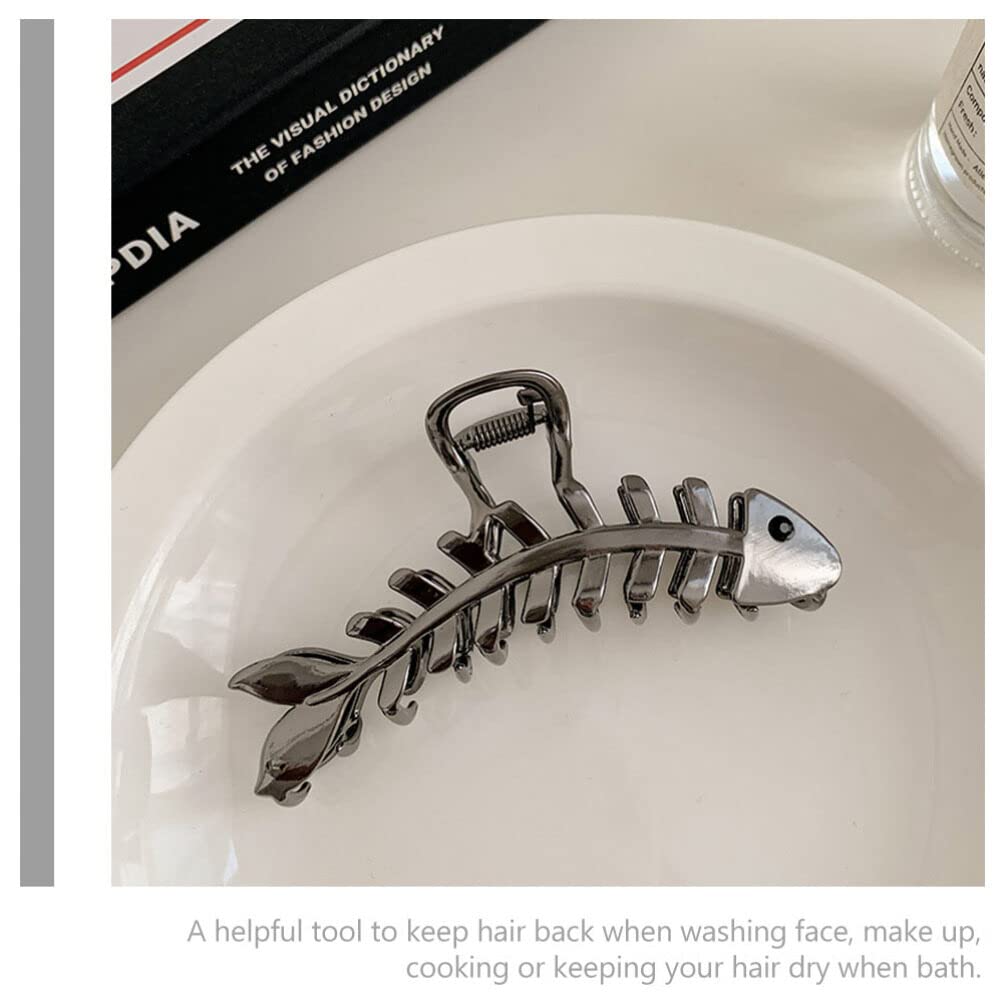 EXCLUZO 3-Pack Metal Fishbone Hair Clips - Large Non-Slip Jaw Clips for Women with Thick or Thin Hair | Perfect for Updos, Ponytails & Everyday Hairstyles