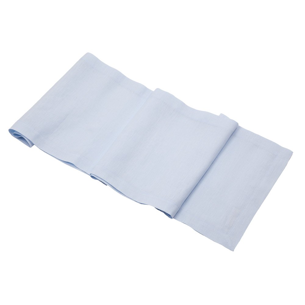 Sky Blue Linen Table Runner 14x126 Inches - Premium Italian Linen Fabric Handmade in USA - Elegant Dining Table Decor for Weddings, Dinner Parties & Home Decor