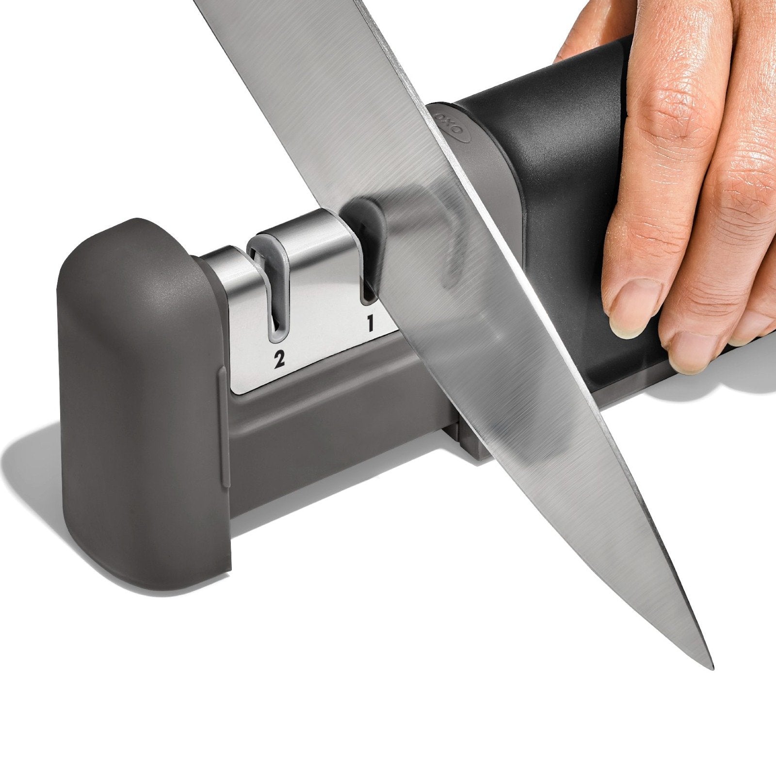 OXO GOOD GRIPS Knife Sharpener - Professional Kitchen Tool for Sharpening Knives | Perfect for Home Chefs & Cooking Enthusiasts | Use for Daily Meal Prep, Slicing & Dicing
