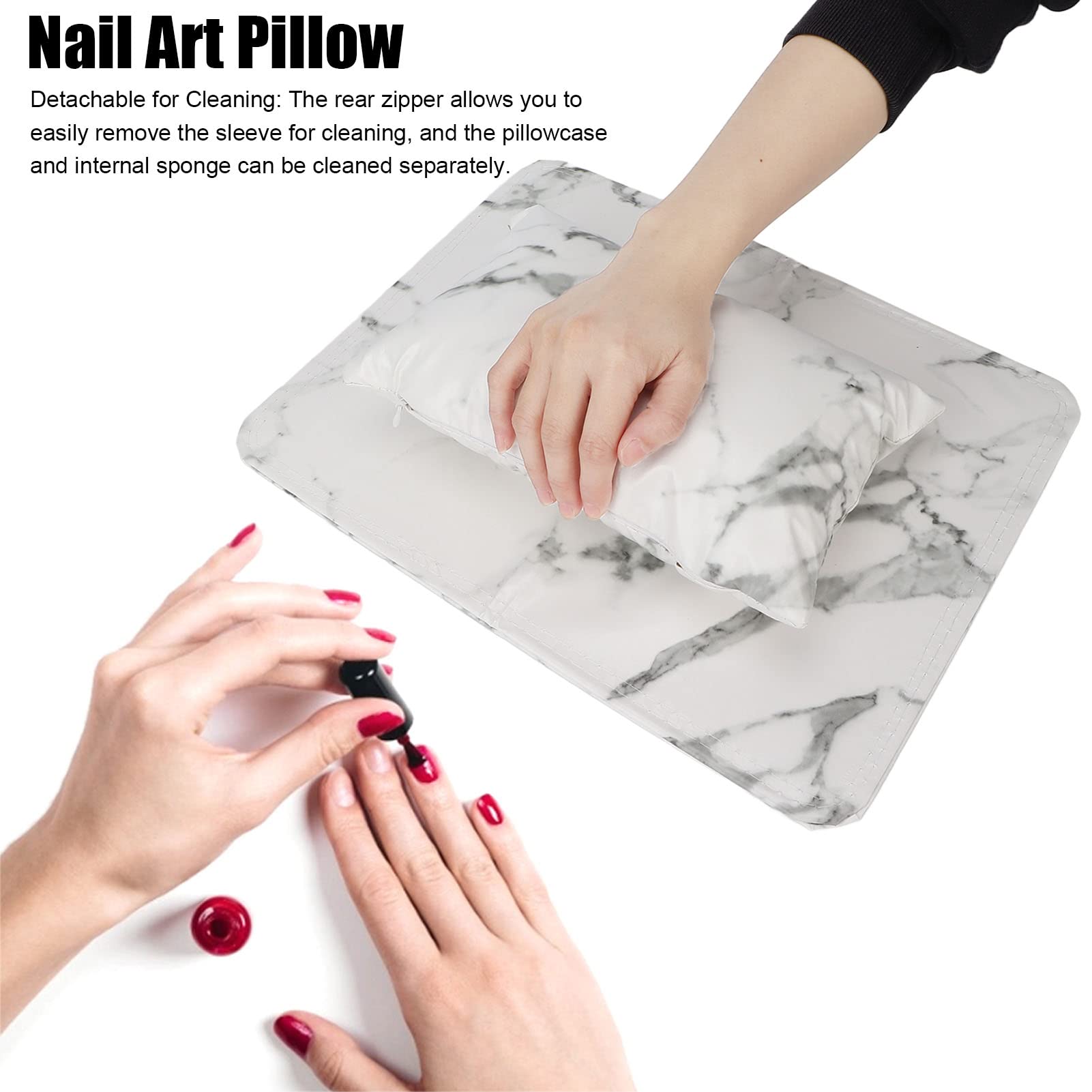 Premium Nail Art Hand Pillow - Detachable & Washable PU Leather Manicure Cushion for Nail Artists | Perfect for Salon, Home Manicures & Nail Art Practice