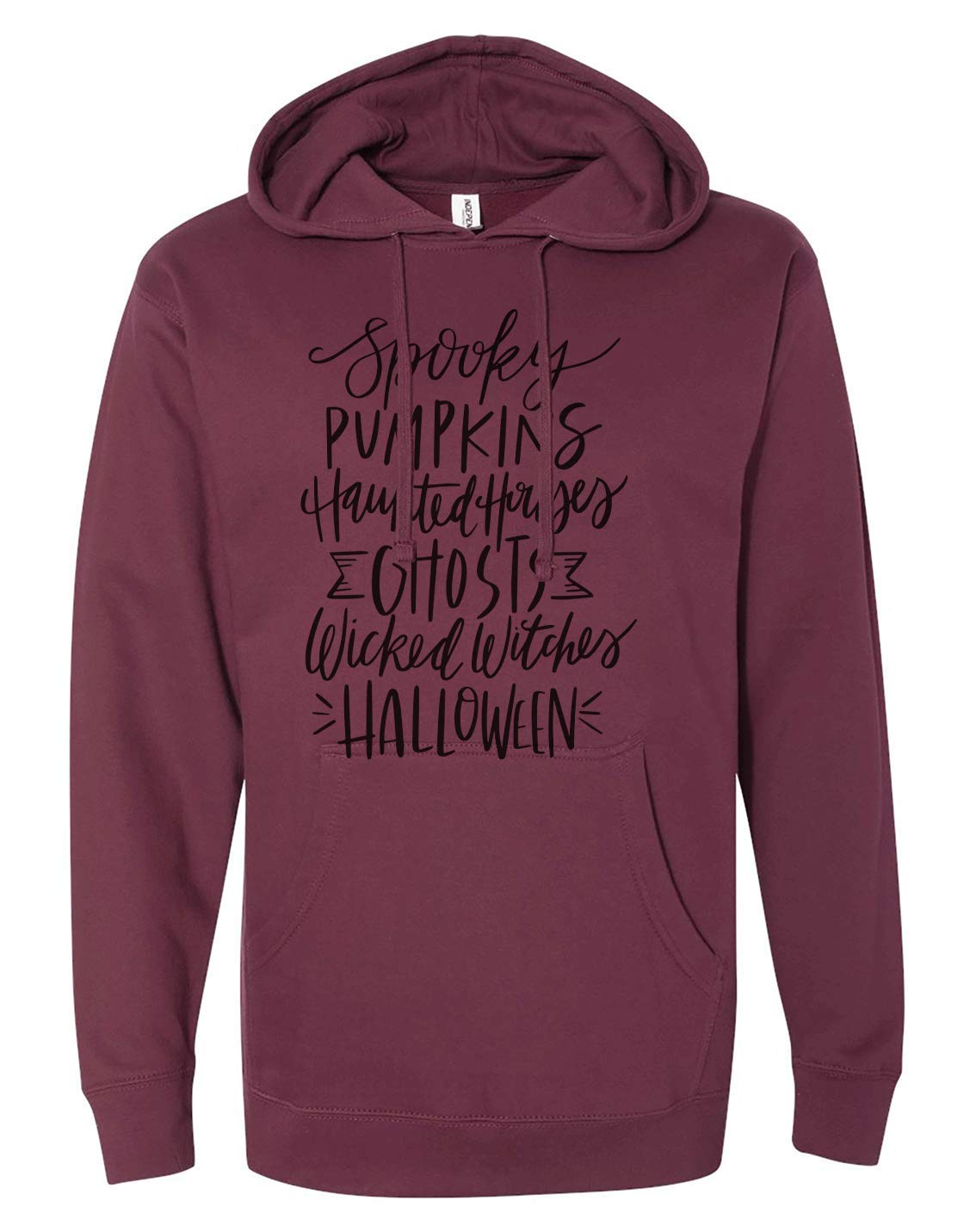 Unisex Halloween Hoodie - 7 ate 9 Apparel Favorite Things Maroon Pullover | Cozy Fall Outfit for Pumpkin Patch & Trick or Treating