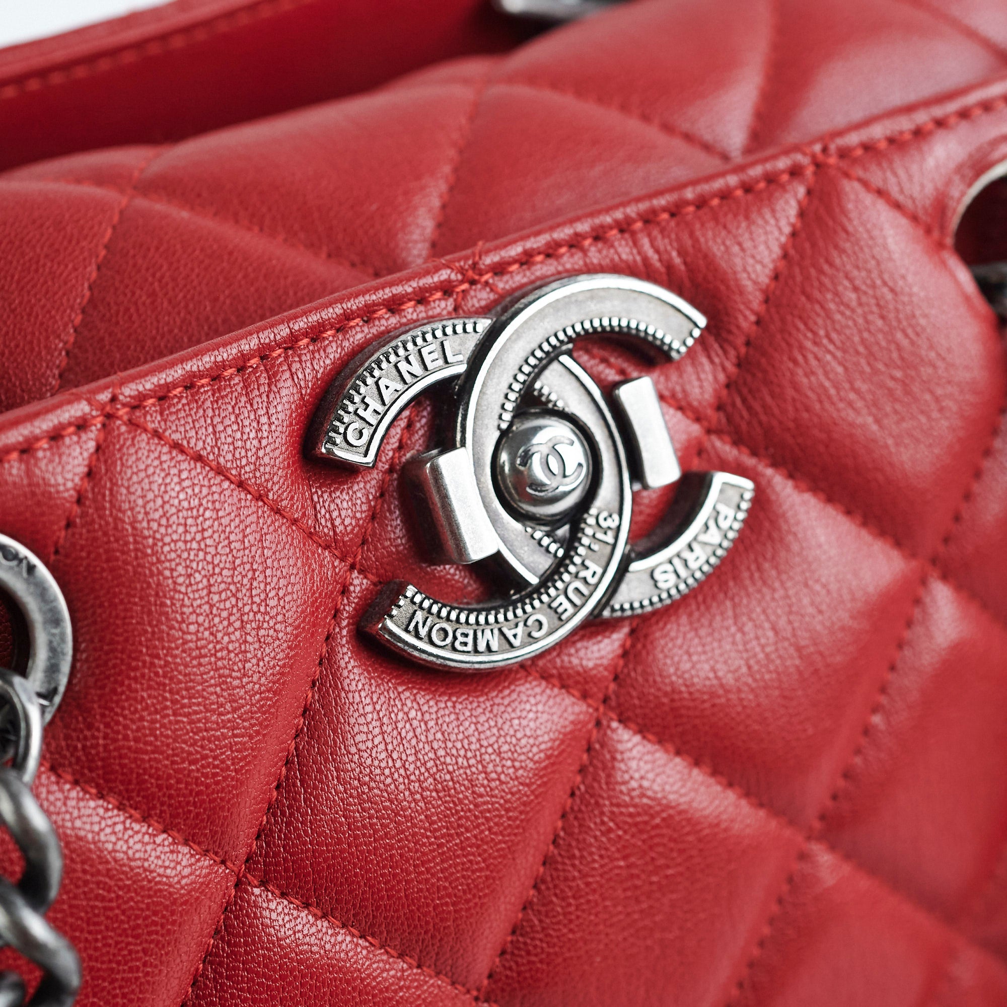 Chanel Quilted Calfskin Leather Tote Bag for Women - Red Luxury Handbag for Work, Travel & Everyday Use