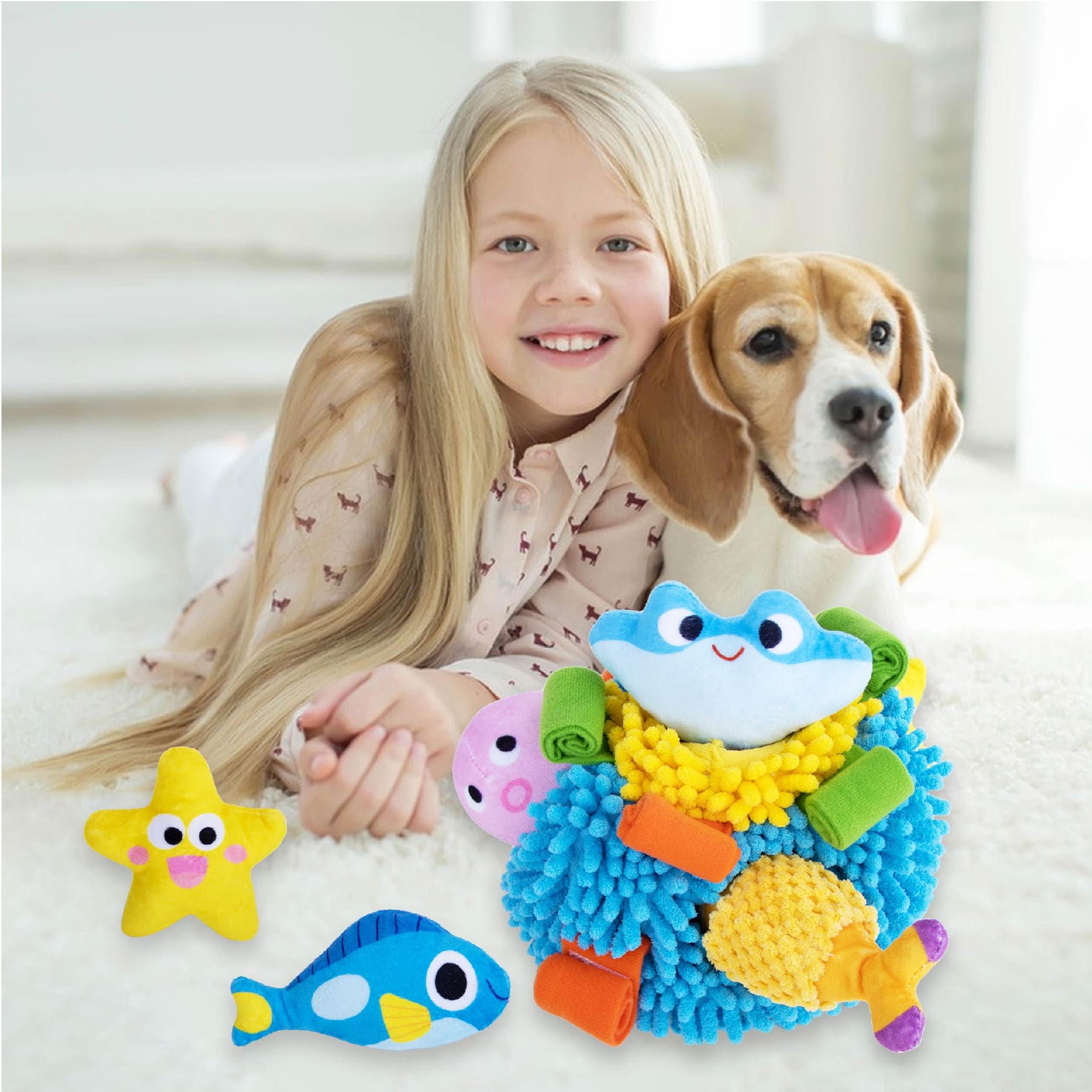 Interactive Squeaky Dog Snuffle Toys - Hide & Seek Puzzle Plush for Small & Medium Dogs | Mental Stimulation & Enrichment Treat Toys | Perfect for Indoor Play, Training, and Anxiety Relief