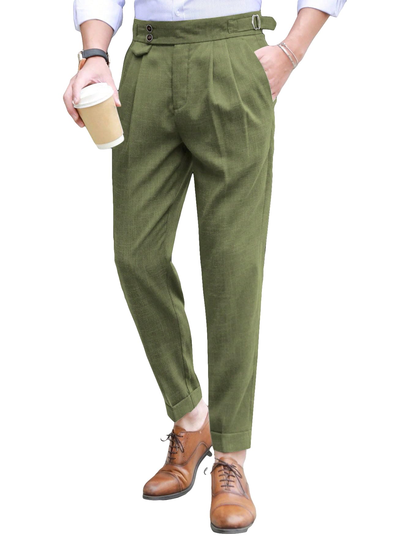 Floerns Men's Classic Fit Flat Front Dress Pants - Business Office Trousers for Work, Formal Events & Professional Occasions