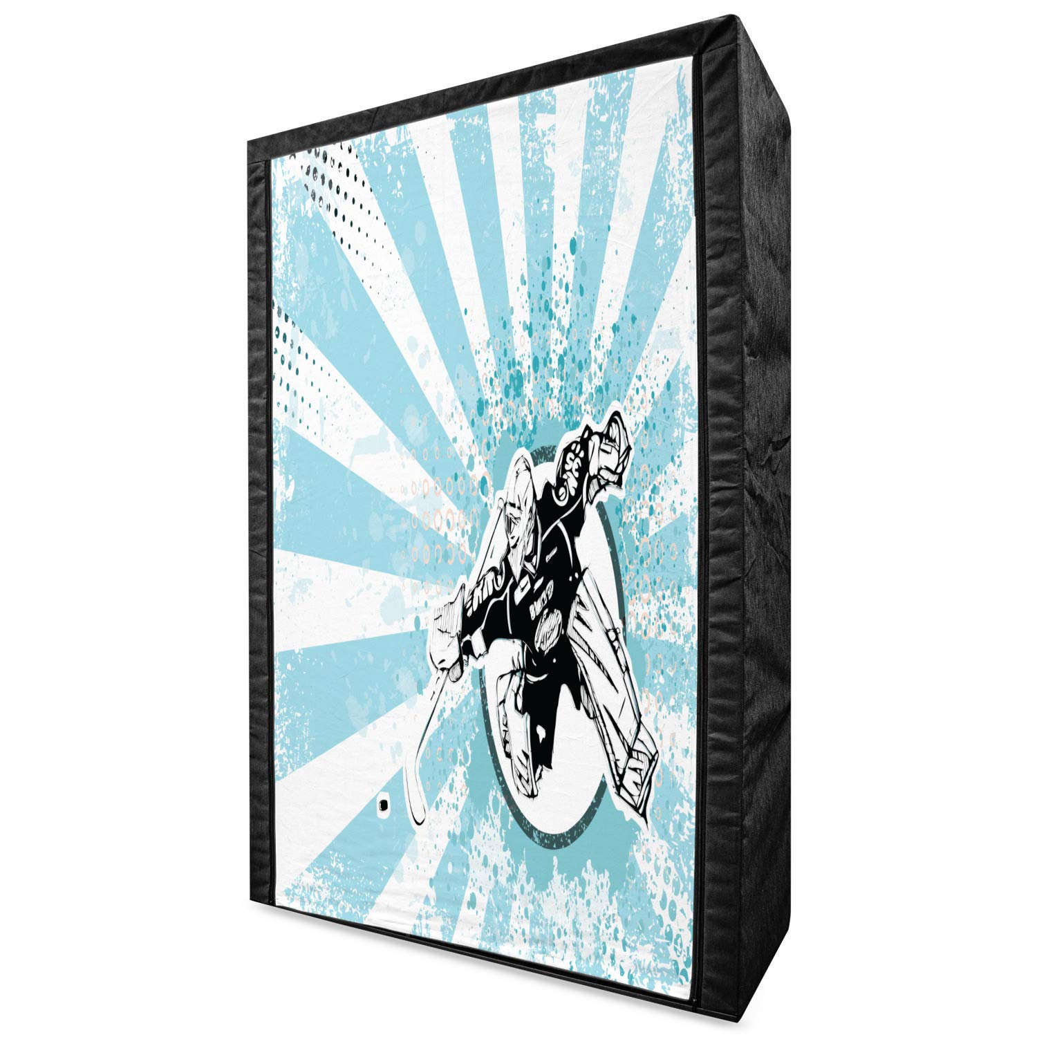 Ambesonne Hockey Portable Fabric Wardrobe - Grungy Retro Halftone Goalie Design, 42.5