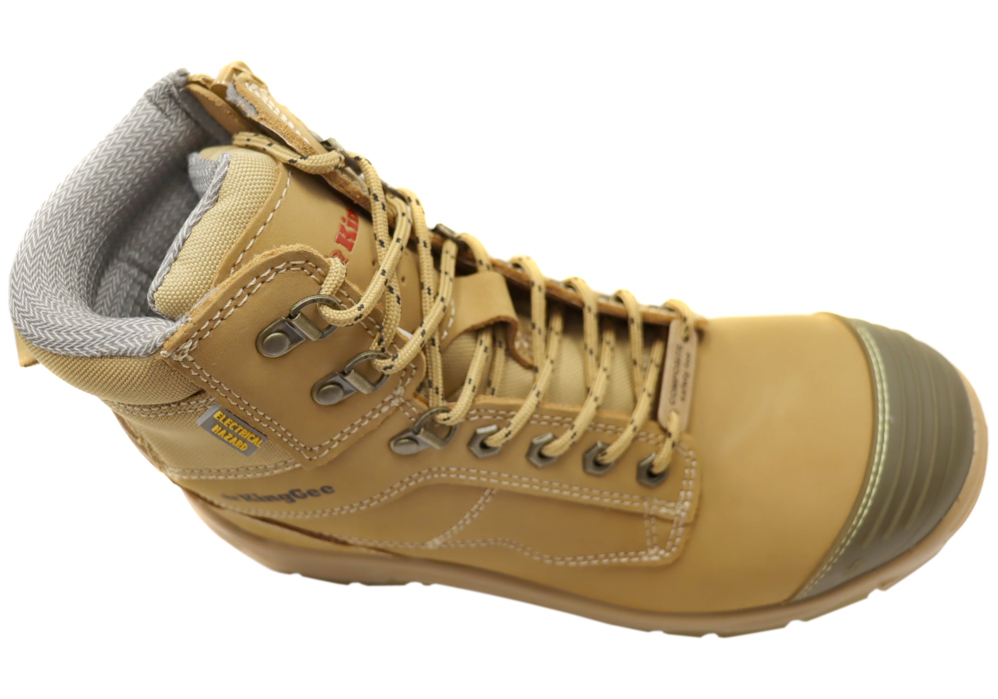KingGee Men's 6 Inch Phoenix Zip & Lace Composite Toe Safety Work Boots - Durable Steel Toe Shoes for Construction, Warehouse & Outdoor Work