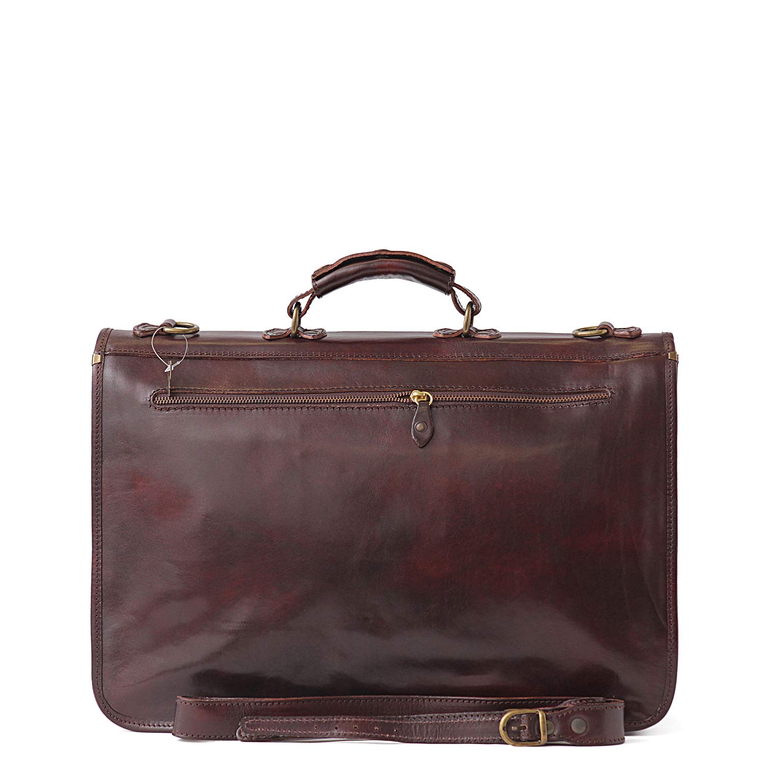 Premium Triple Compartment Italian Leather Briefcase for Business Professionals - Chocolate Brown Genuine Leather Laptop Bag - Perfect for Office, Travel & Executive Meetings