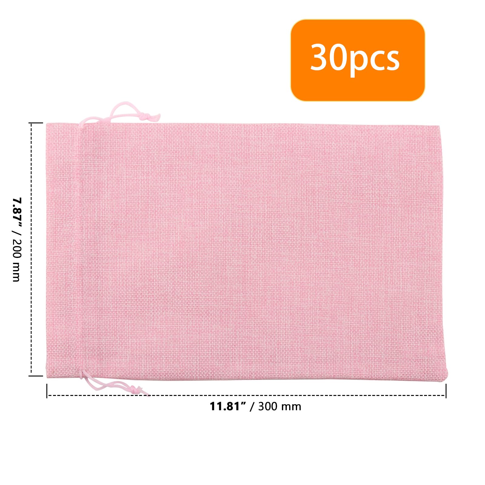 ZOENHOU 30 Pack 8x12 Inch Large Pink Burlap Drawstring Bags - Durable Jute Gift Bags for Party Favors, DIY Crafts, Wedding Decor & Rustic Home Storage