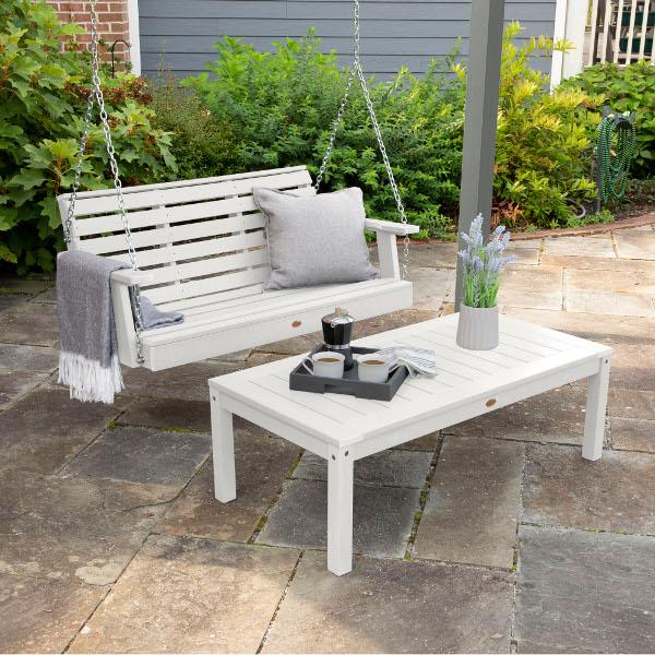 Weatherly 4ft Swing and Coffee Table - Outdoor Patio Furniture for Relaxing & Entertaining - Perfect for Backyard, Garden, and Poolside Lounging