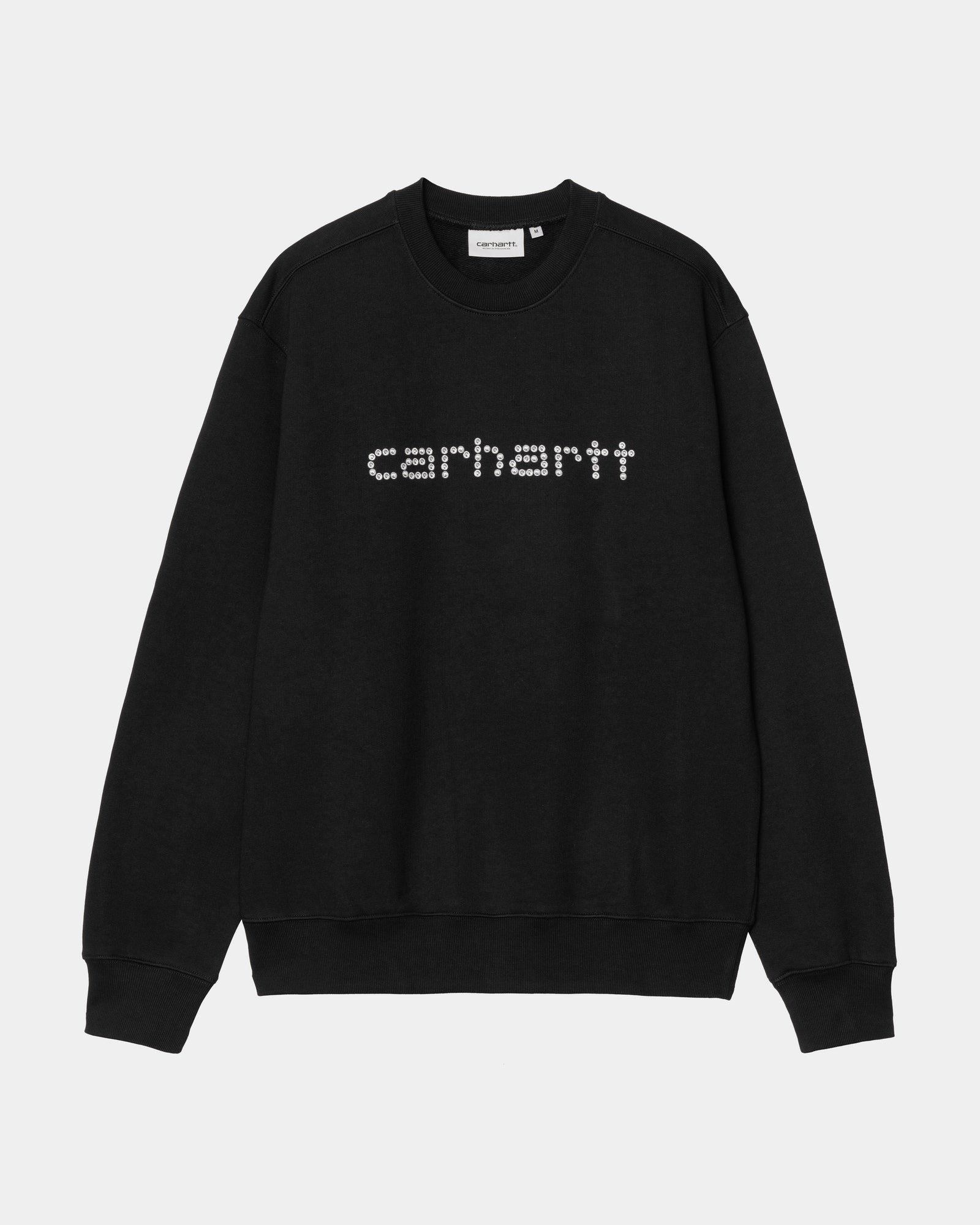 Stylish Black Rivet Script Sweatshirt for Women & Men - Cozy Pullover for Casual Outfits, Streetwear & Fall Fashion