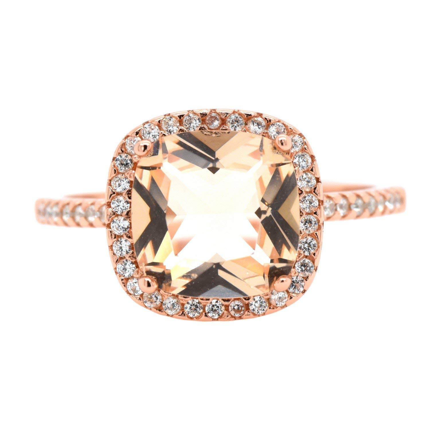 CloseoutWarehouse Sterling Silver Cushion Cut Cubic Zirconia Halo Ring - Elegant & Simple Jewelry for Women, Perfect for Engagement, Wedding, Anniversary & Everyday Wear