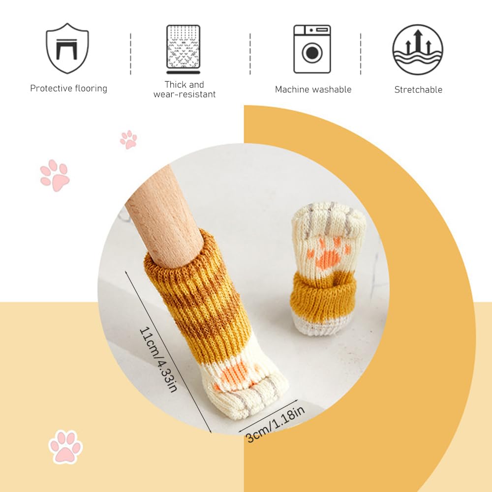 16-Piece Chair Socks & Table Leg Protectors - Anti-Scratch, Noise-Reducing Elastic Fabric Pads for Desk, Sofa, Bed, Wardrobe & Cat Furniture - Perfect for Hardwood Floors & Pet-Friendly Homes
