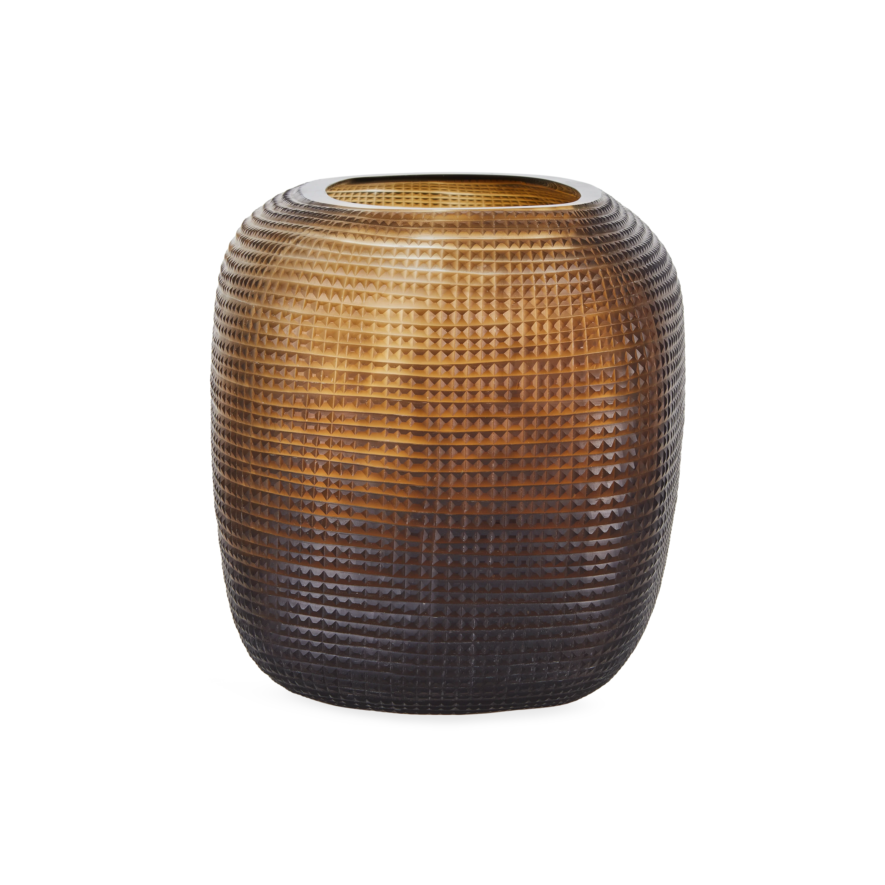 Fluted Glass Vase - Clear and Dark Brown Handmade Decorative Vase for Home Decor, Wedding Centerpieces, and Tabletop Display