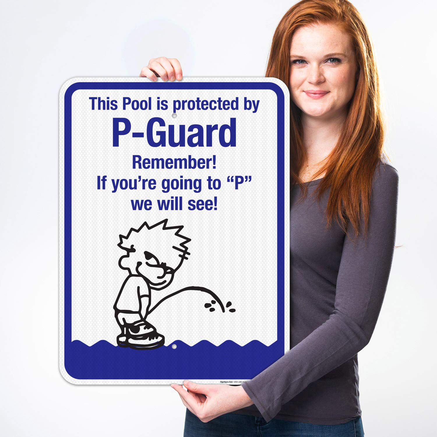 P-Guard Protected Pool Sign - 18x24 Inches, 3M EGP Reflective .080 Aluminum, Fade Resistant - Indoor/Outdoor Safety Sign for Swimming Pools, Backyards & Public Areas - Made in USA