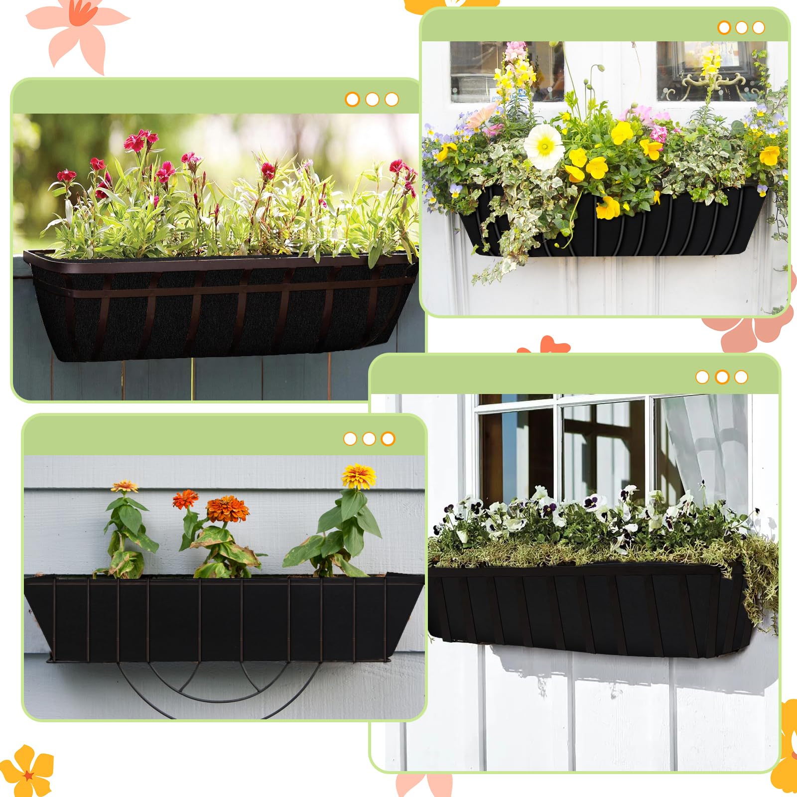 NNG 4Pcs 30-Inch Rectangle Fabric Planter Basket Liners - Felt & Coconut Fiber Replacement Liners for Hanging Baskets, Wall Planters & Flower Pots | Indoor/Outdoor Garden Decor, Balcony & Patio Planting Accessories