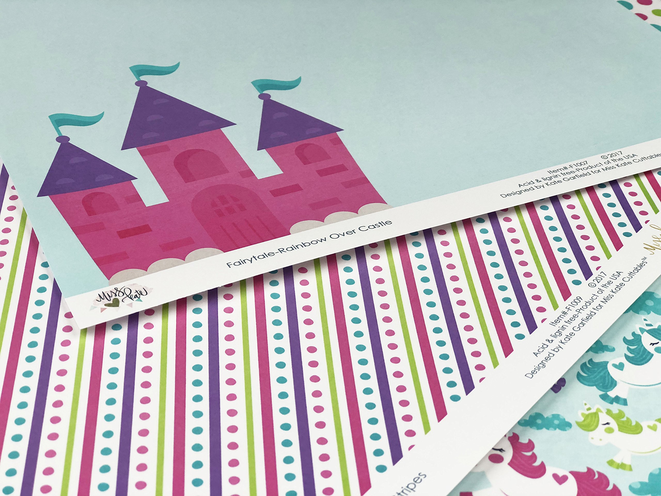 Miss Kate Cuttables Fairytale Scrapbook Paper Pack - 16 Sheets Premium 12x12 Single-Sided Pattern Paper for Card Making, DIY Crafts, Scrapbooking & Home Decor